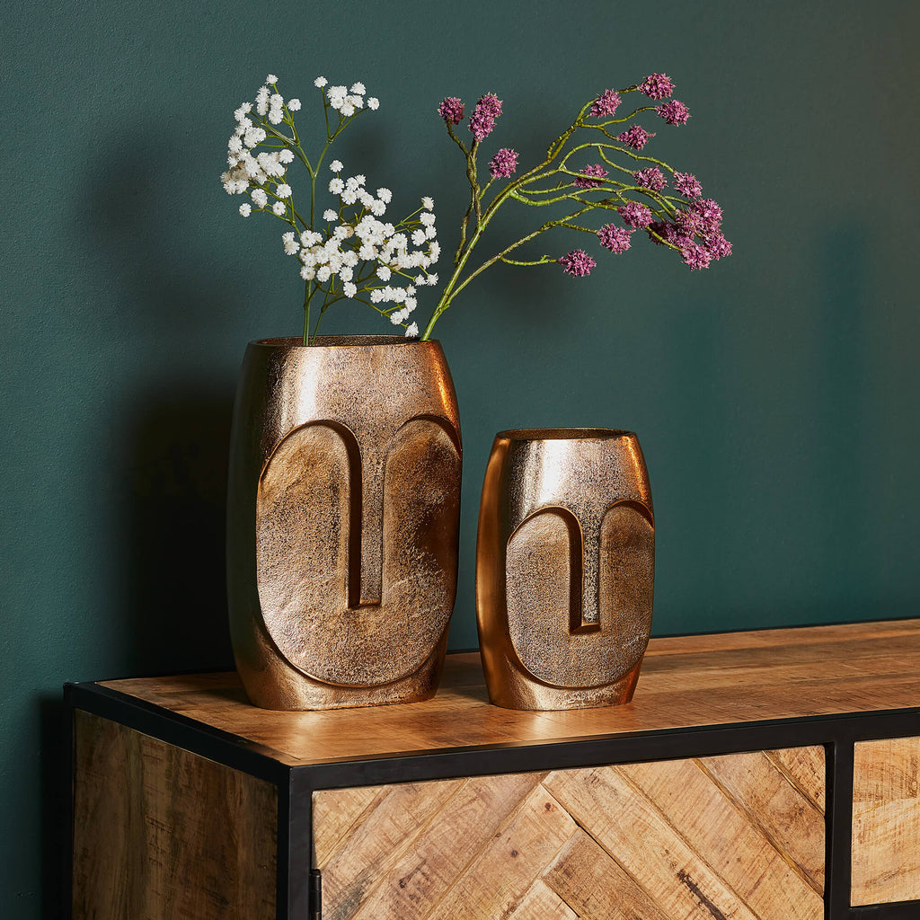 Vase Grace Antik Gold – Aluminium mit edlem Finish, 20 x 17 x 30 c