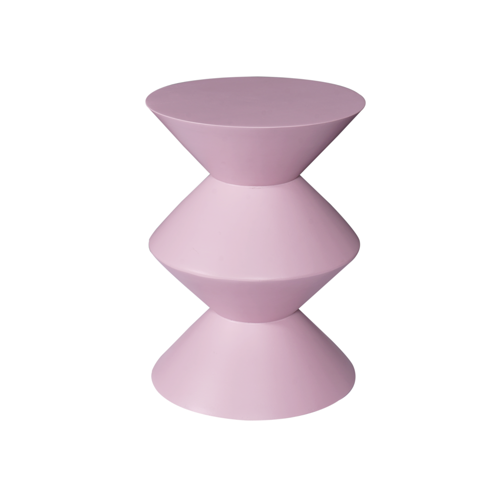 Beistelltisch Label 33x33x45 cm – Mangoholz Tisch mit rosa Finish, modernes Design für Wohnzimmer & Lounge