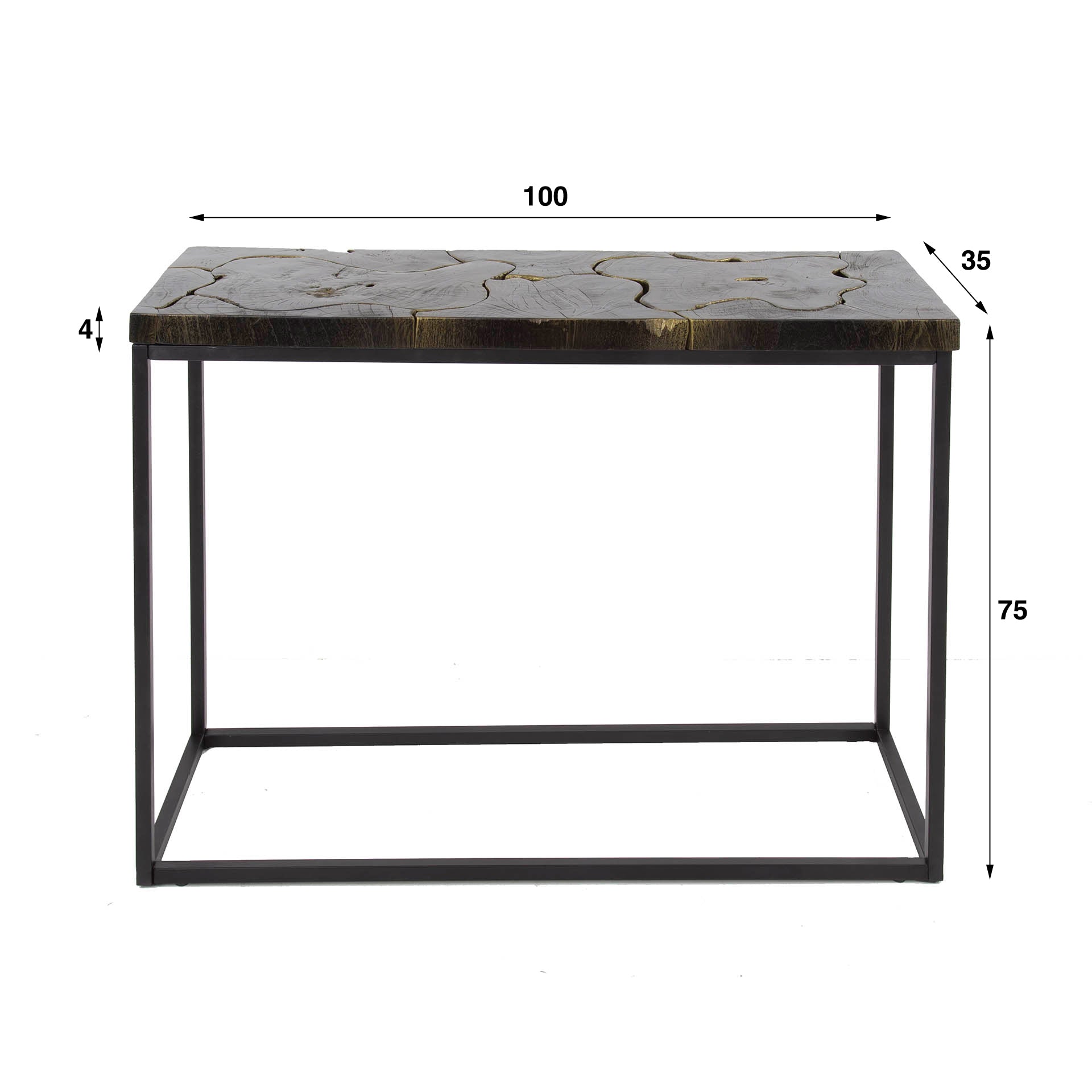 Beistelltisch – Mira Modern – Teak black&gold