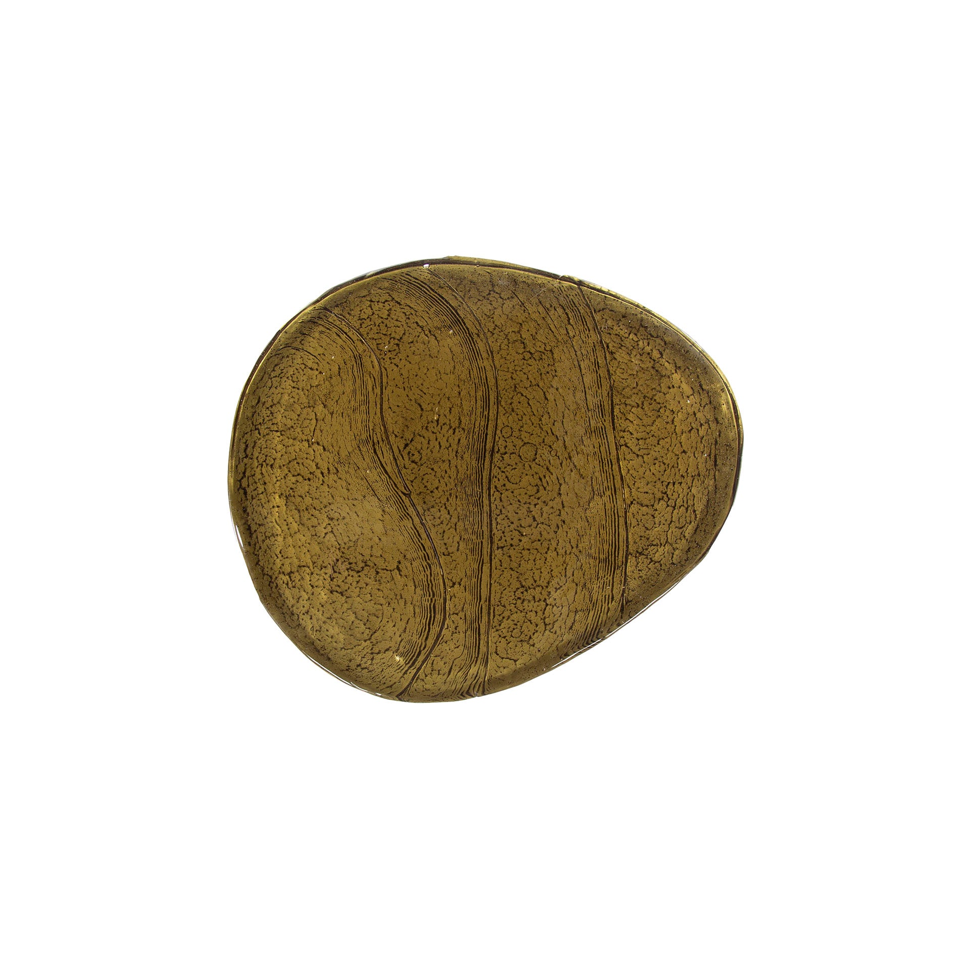 Beistelltisch Ondaro L – Glastisch mit gezogenem Glas & Metallgestell in Antikgold, 38 x 33 x 60 cm