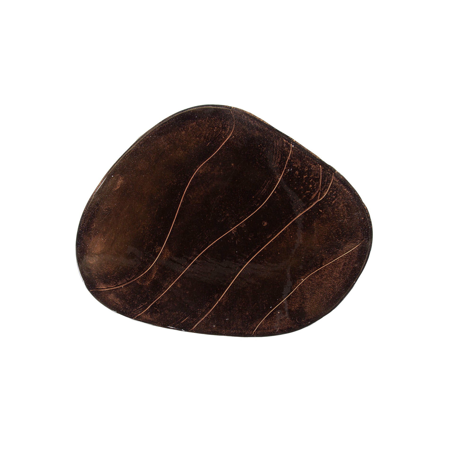 Beistelltisch Ondaro M – Glastisch mit gezogenem Glas & Metallgestell in Antikkupfer, 50 x 42 x 55 cm