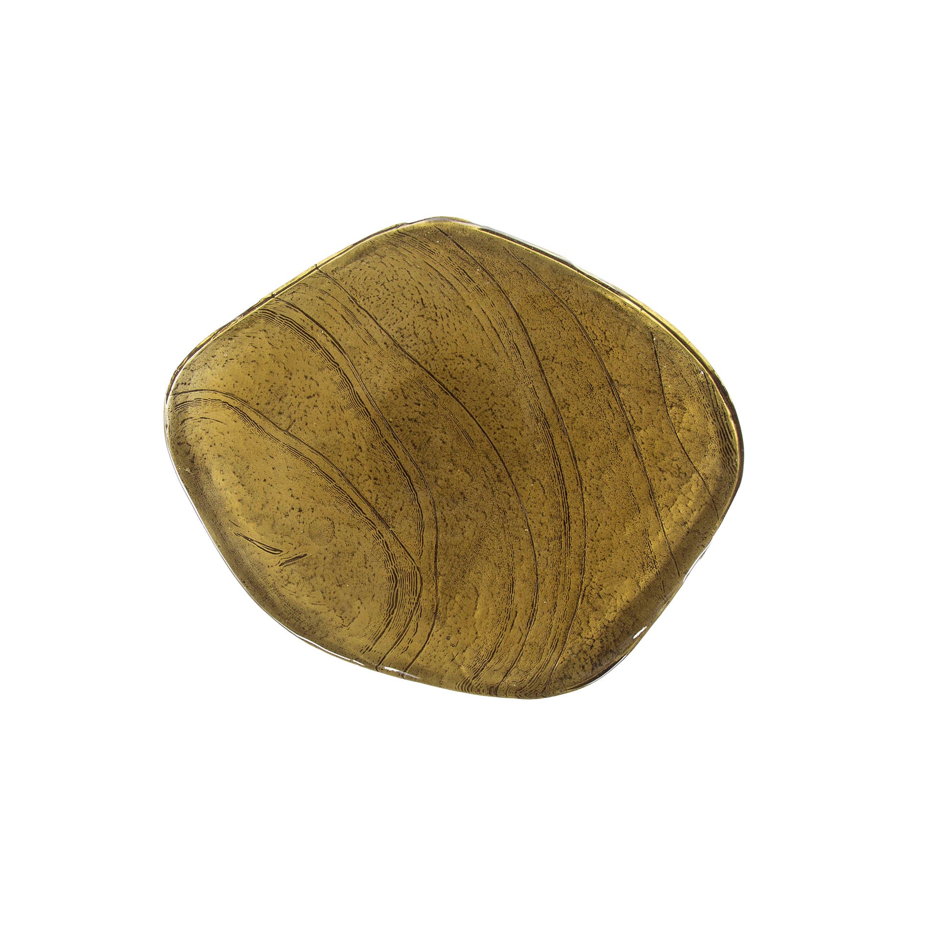 Beistelltisch Ondaro S – Glastisch mit gezogenem Glas & Metallgestell in Antikgold, 53 x 42 x 50 cm