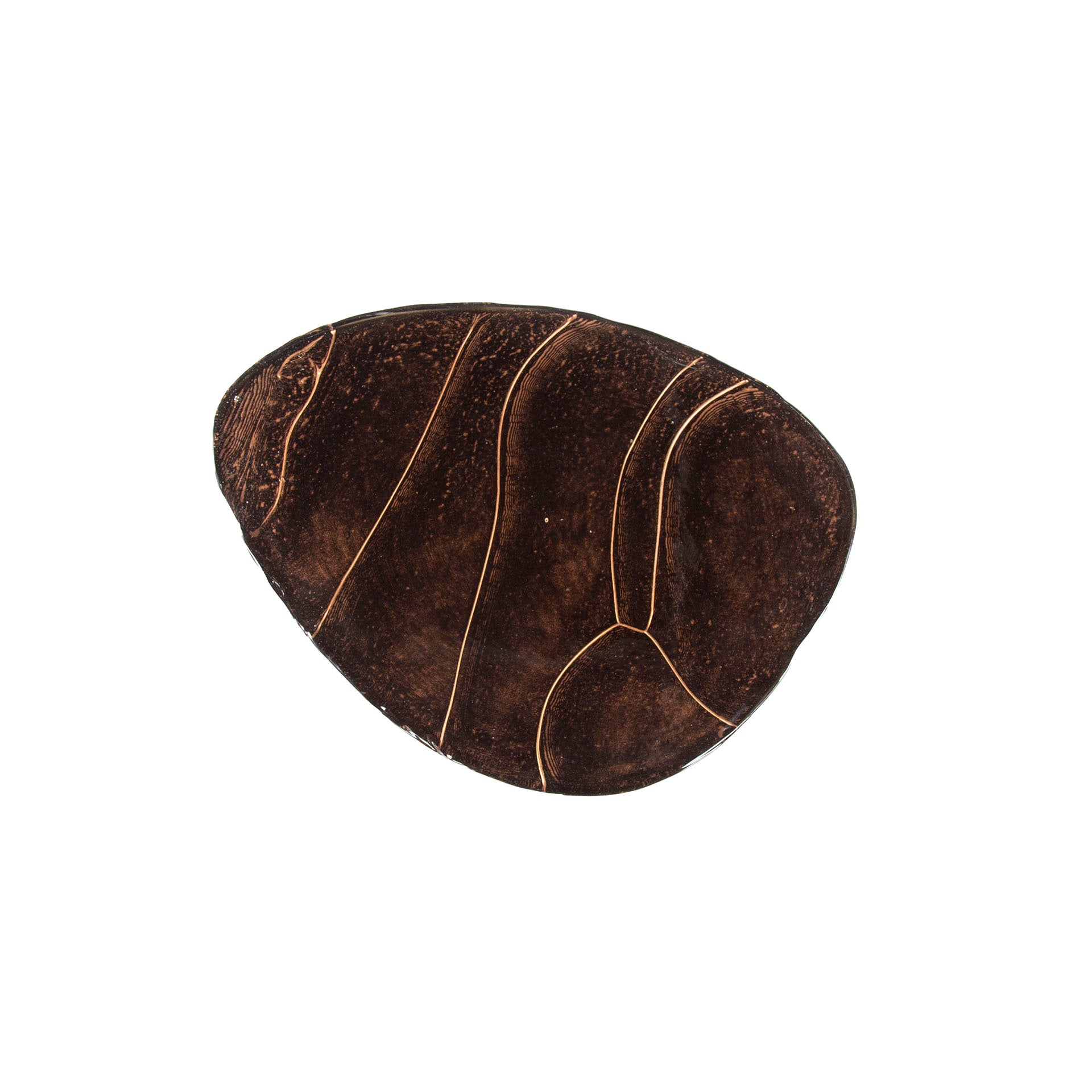 Couchtisch Ondaro S – Glastisch mit gezogenem Glas & Metallgestell in Antikkupfer, 51 x 37 x 35 cm