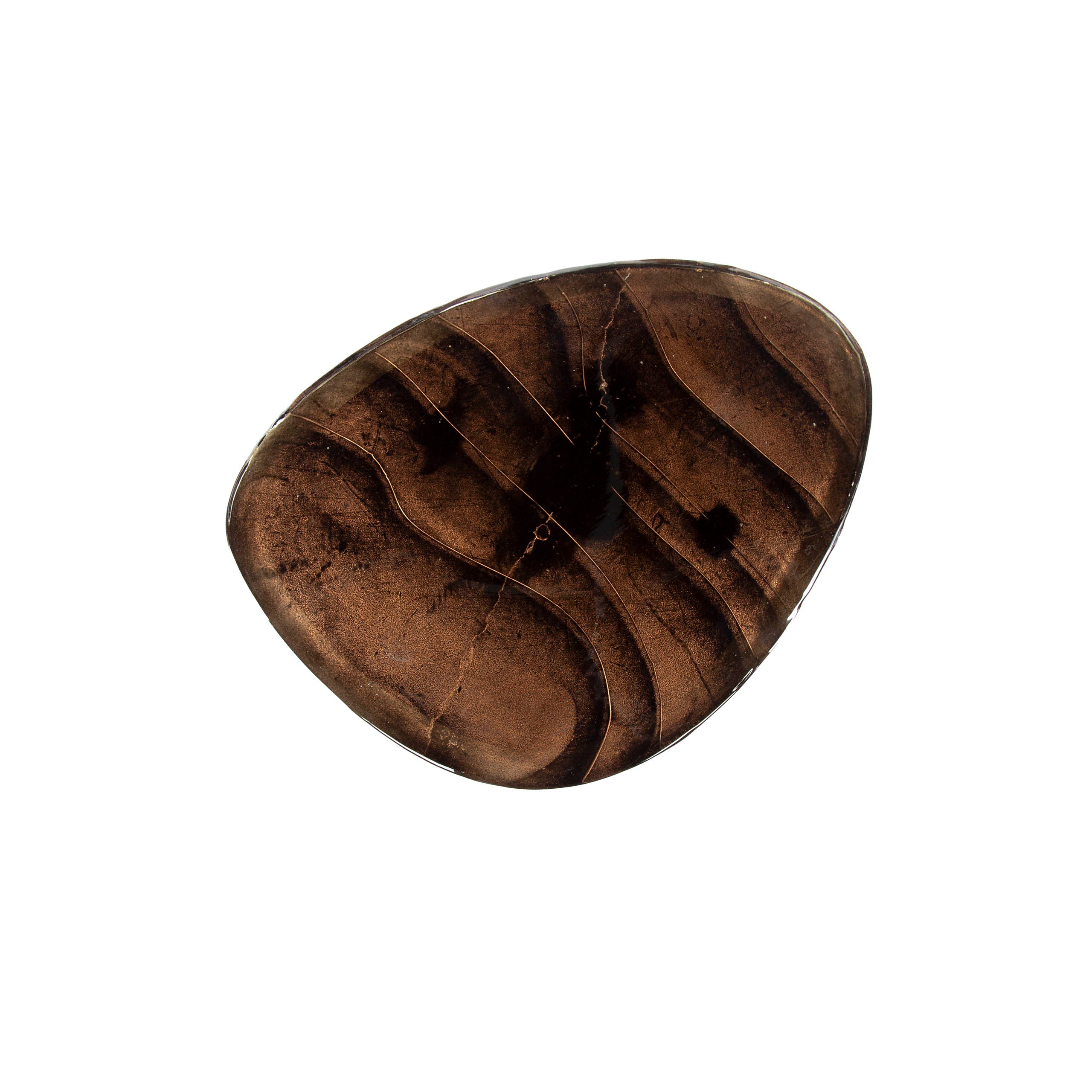 Couchtisch Ondaro M – Glastisch mit gezogenem Glas & Metallgestell in Antikkupfer, 62 x 45 x 40 cm