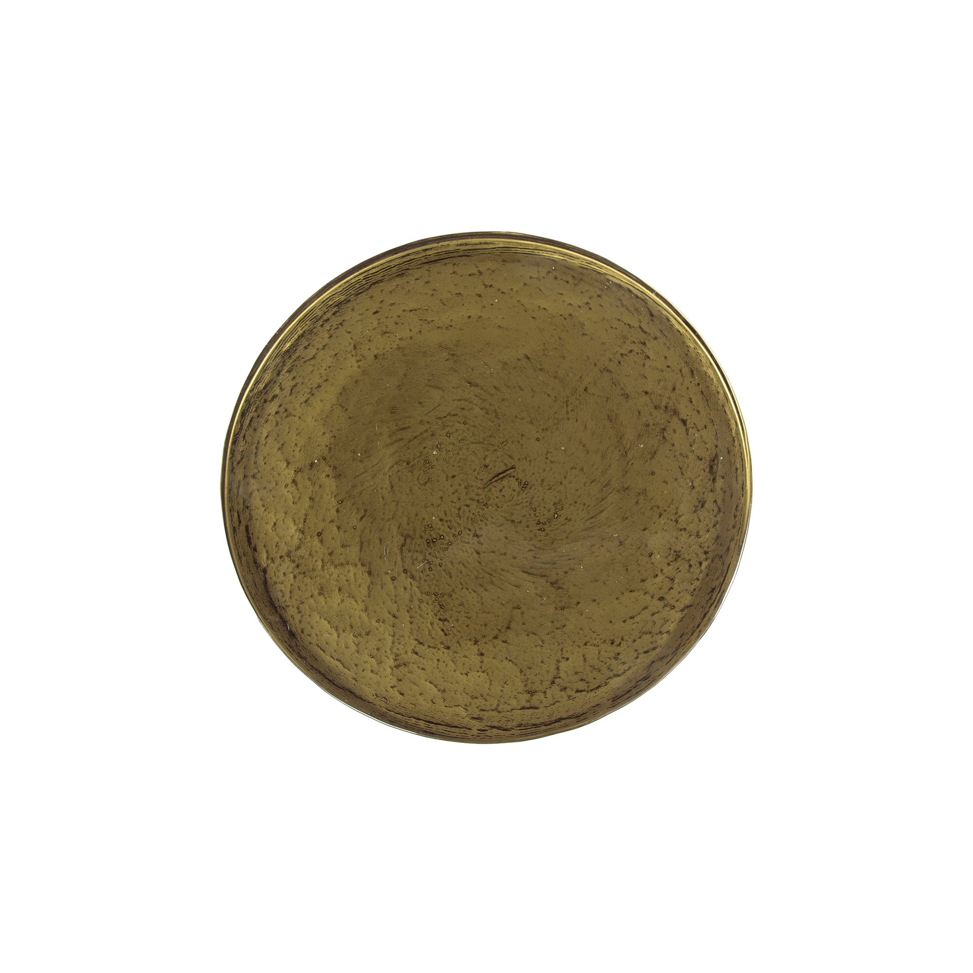 Beistelltisch Ondaro S Tropfenform – Glastisch mit gezogenem Glas & Metallgestell in Antikgold, 30 x 30 x 45 cm