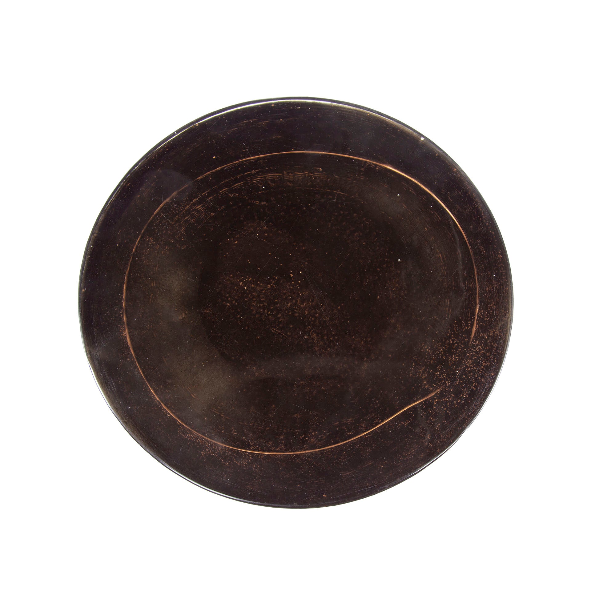 Beistelltisch Ondaro M Tropfenform – Glastisch mit gezogenem Glas & Metallgestell in Antikkupfer, 40 x 40 x 60 cm