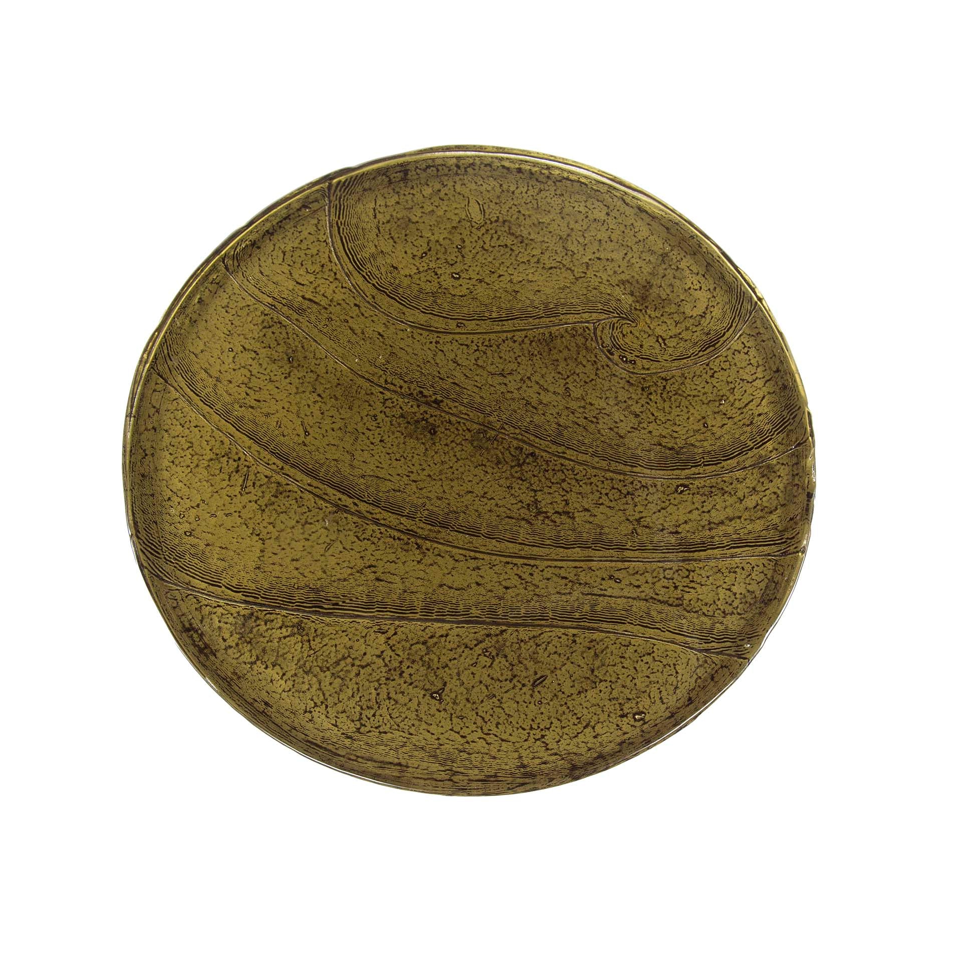 Beistelltisch Ondaro M Tropfenform – Glastisch mit gezogenem Glas & Metallgestell in Antikgold, 40 x 40 x 60 c