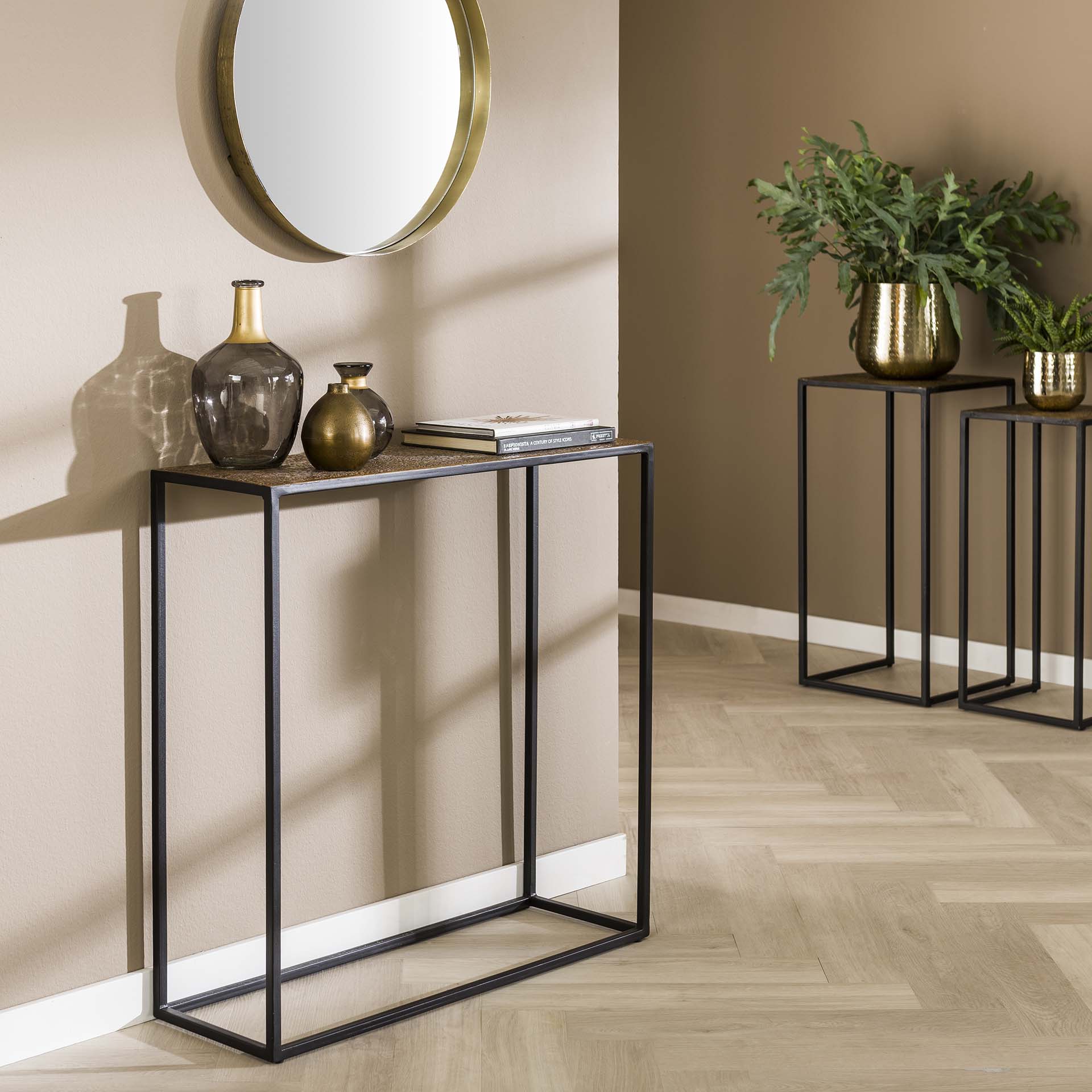 Beistelltisch – Velora Oak – Metall – Antike bronze
