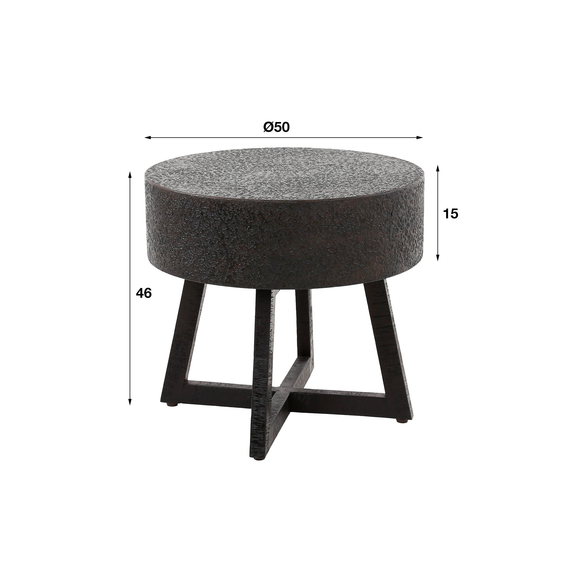 Couchtisch Castaro Ø50 cm – runder Tisch aus flüssigem Metall in Bronze-Braun mit 15 cm starker Platte, modernes Design, Höhe 46 cm