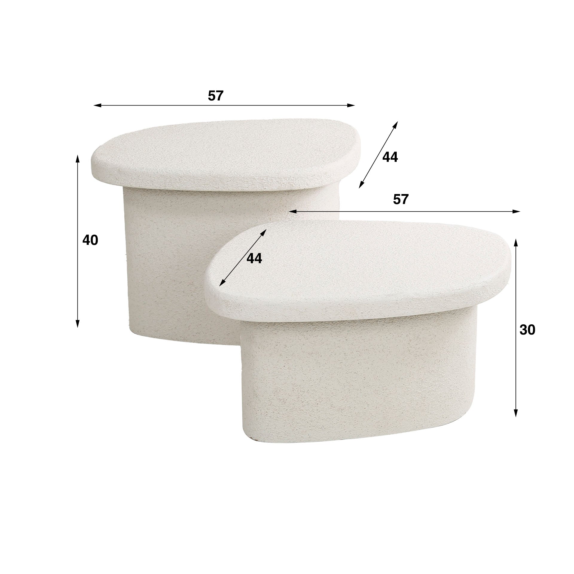 Couchtisch-Set Stella – 2er-Set organische Tische aus Marmorkomposit, modernes Design, 57 x 44 x 40 cm