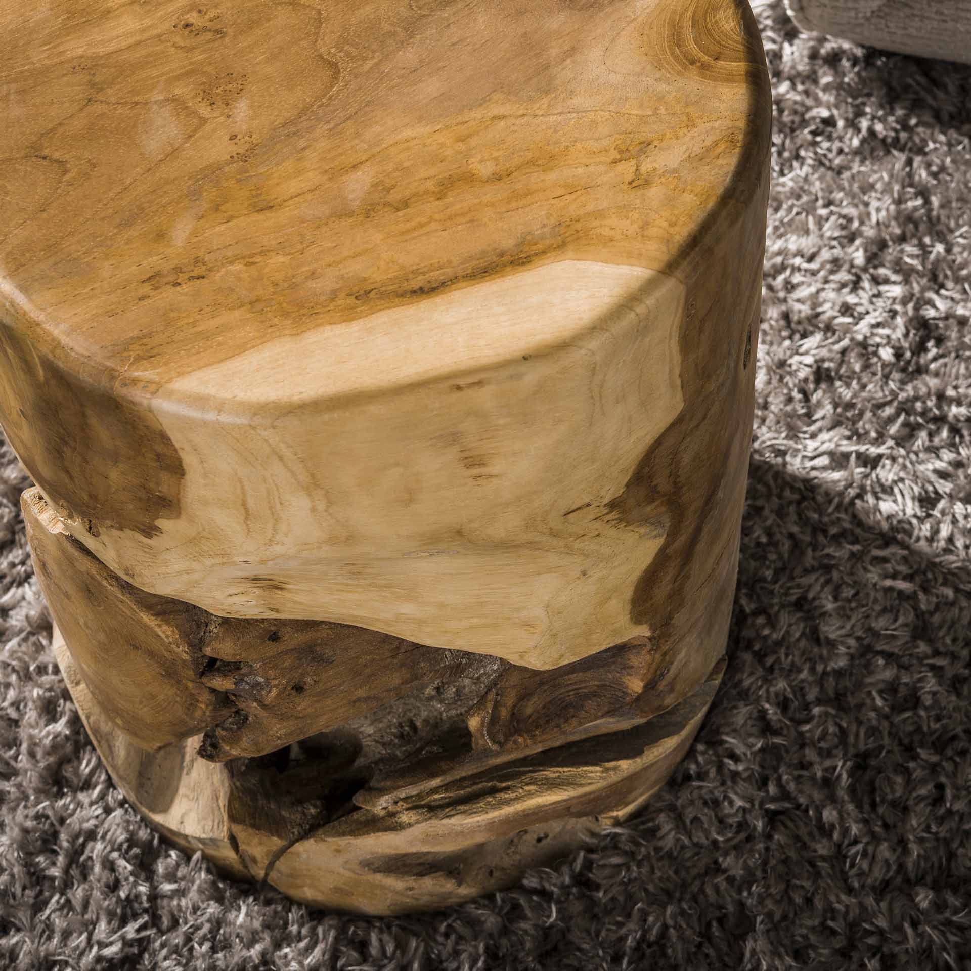 Beistelltisch Natura – Natural Line Tisch aus massivem Teakholz, handgefertigt & einzigartig, 30 x 30 x 40 cm