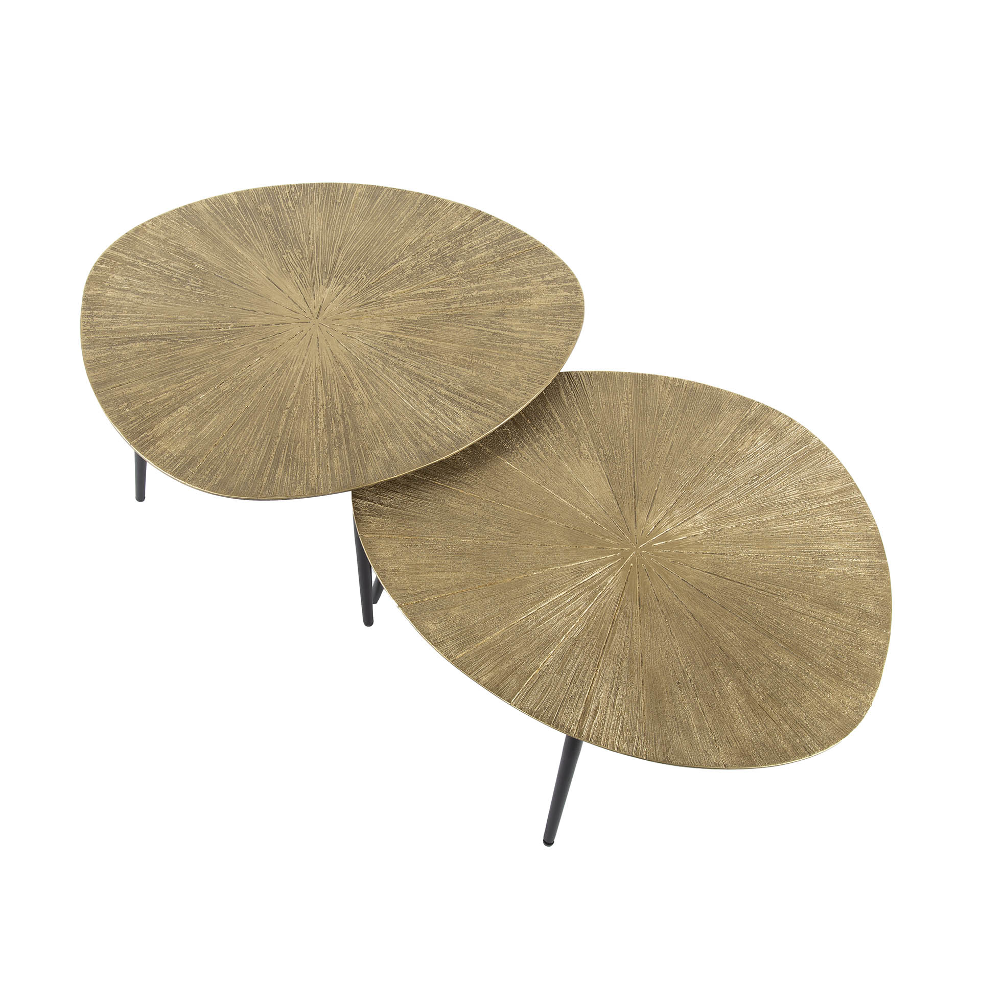 Couchtisch-Set Vareno – 2er-Set organische Tische aus Metall in Antik Bronze/Gold, modernes Design, 77 x 60 x 43 cm