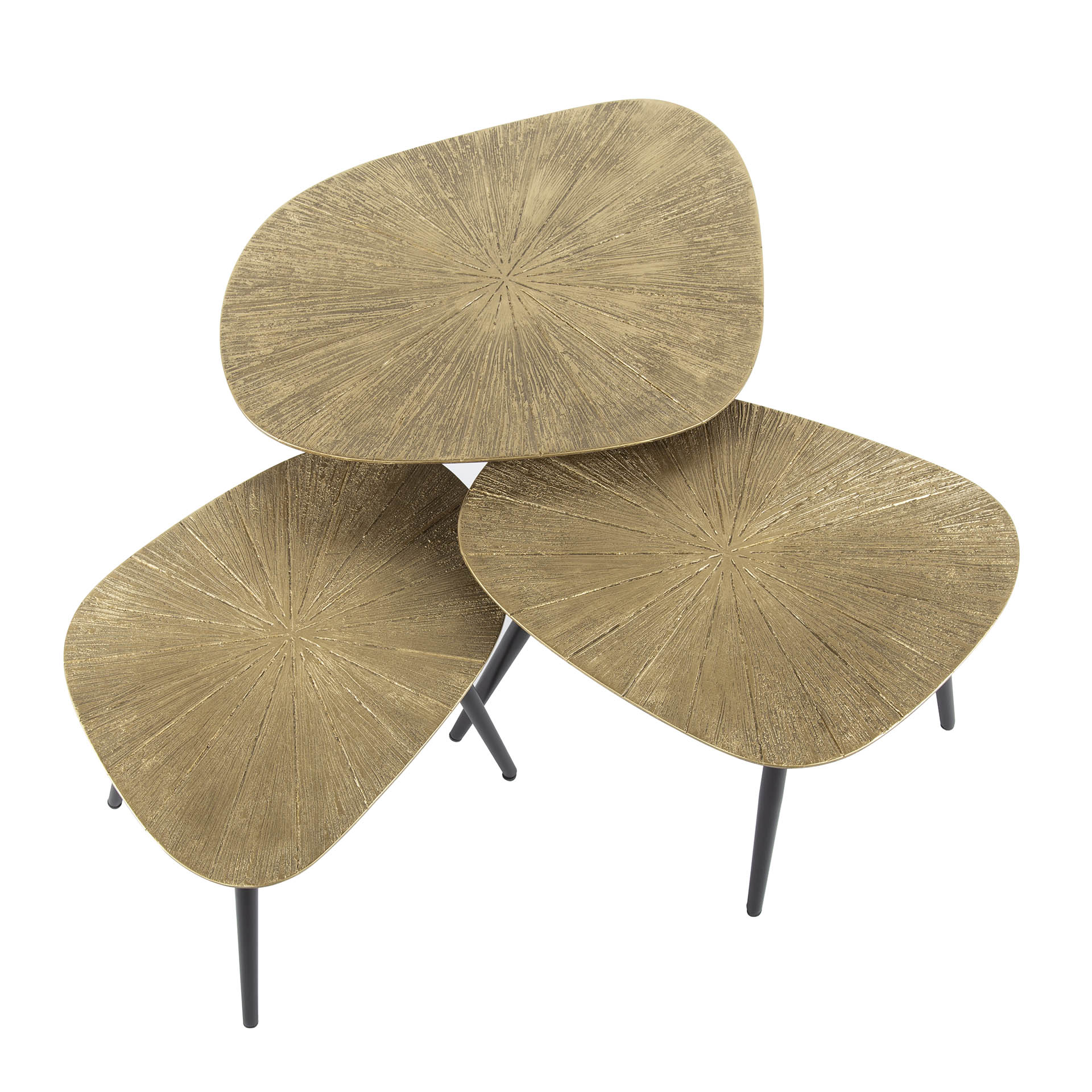 Couchtisch-Set Vareno – 3er-Set viereckige Tische aus Metall in Antik Bronze/Gold, modernes Design, 62/51 x 43 cm
