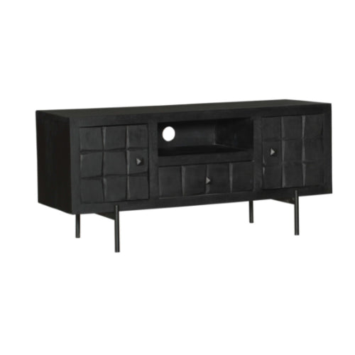 TV-Board Jacky Schwarz – Mangoholz & Metall, 120 x 40 x 55 cm