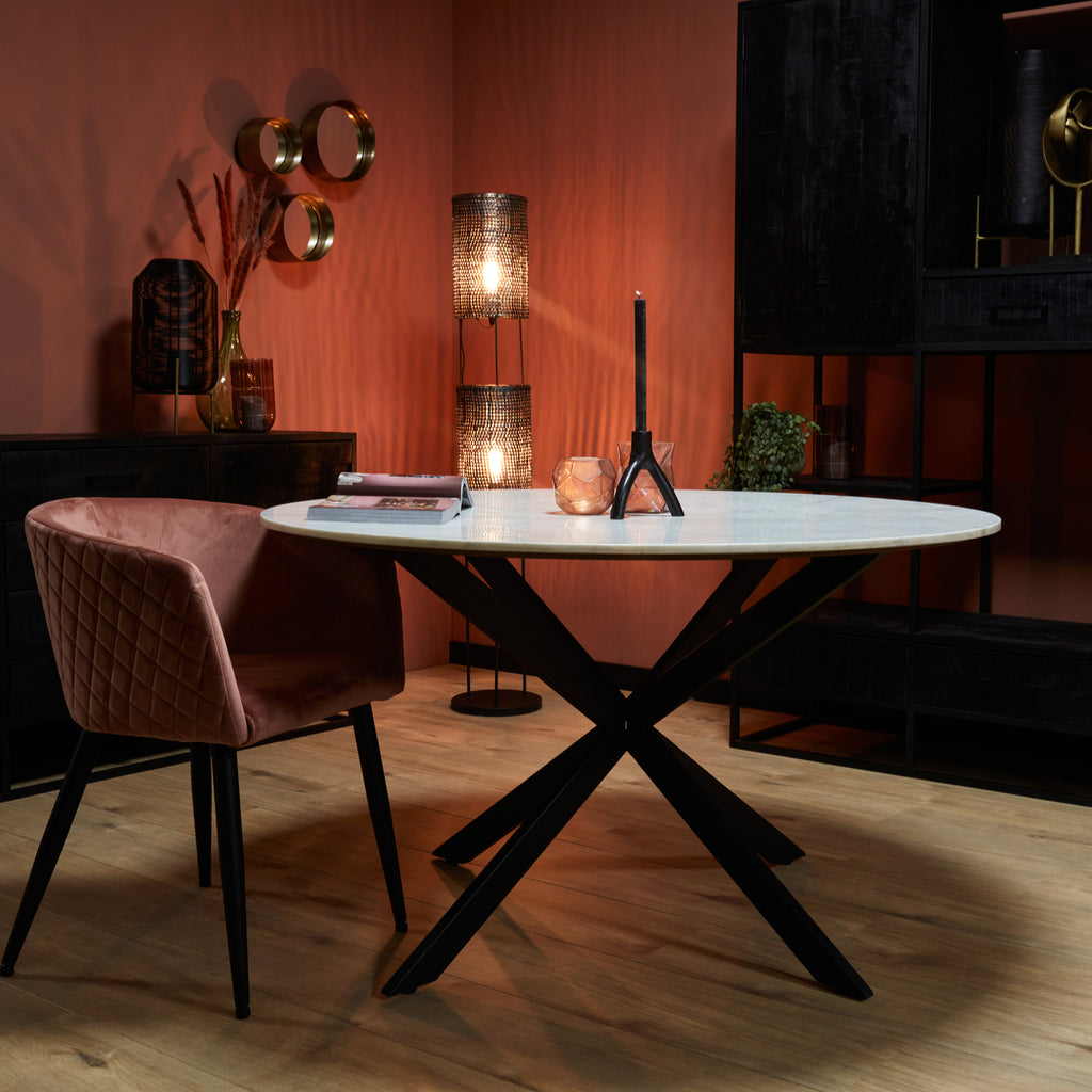 Esszimmer-Tisch Lynn | Rund | Weißes Marmor | 130 CM
