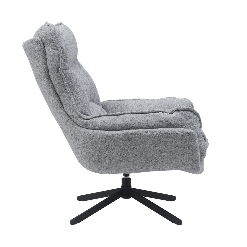 Sessel Vera Hellgrau – moderner Drehsessel mit Stoffbezug & Metallgestell, 82×95×96,5 cm