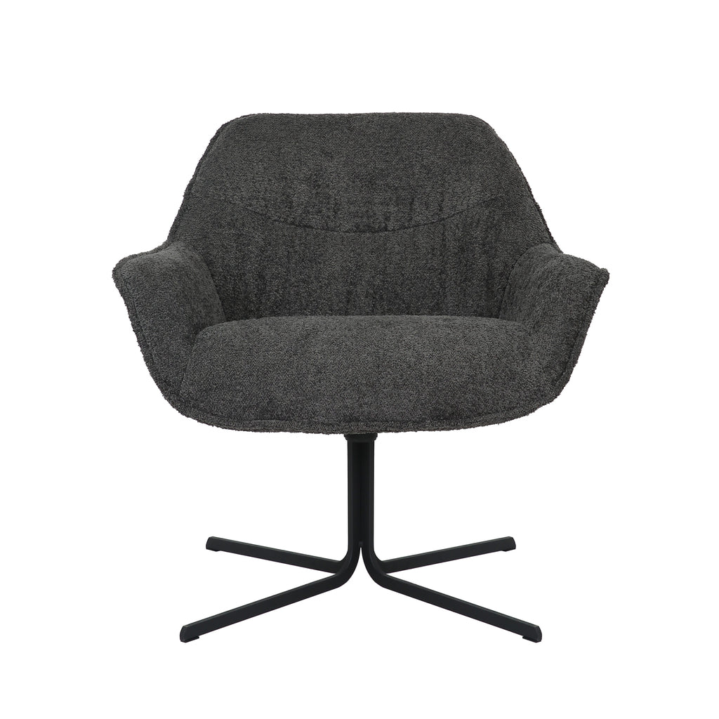 Sessel Miloo Dunkelgrau – drehbarer Polstersessel mit Metallgestell, 79×79,5×81 cm, Sitzhöhe 48 cm, Polyesterstoff