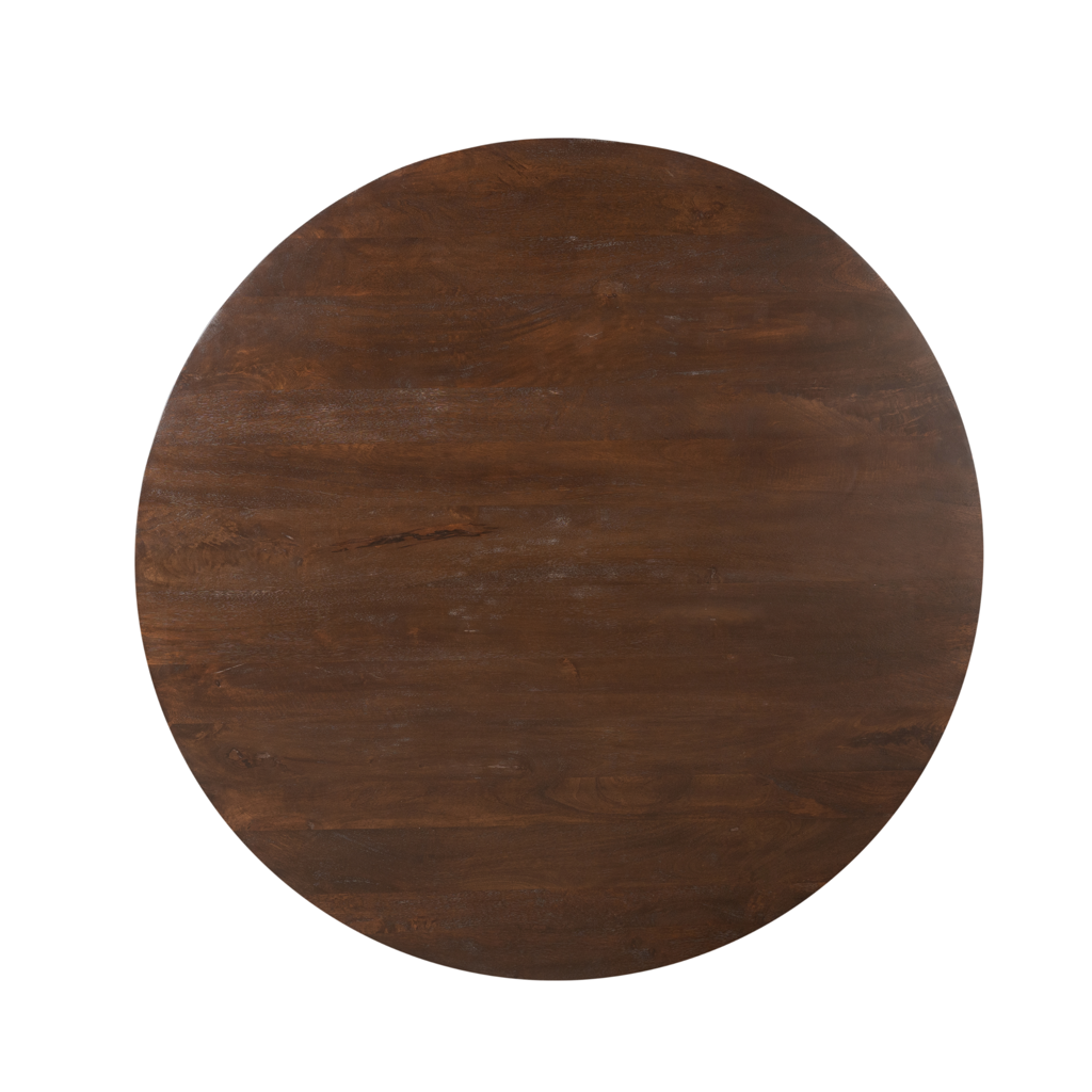 Esstisch Mandy – Runder Tisch aus Mangoholz in Braun, stilvolles Design, 130 x 130 x 76 cm
