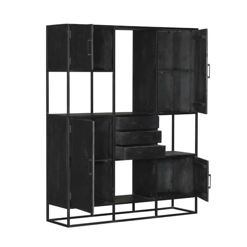 Schrank Delta Supreme XXL – Mangoholz Schwarz, 160 x 45 x 200 cm