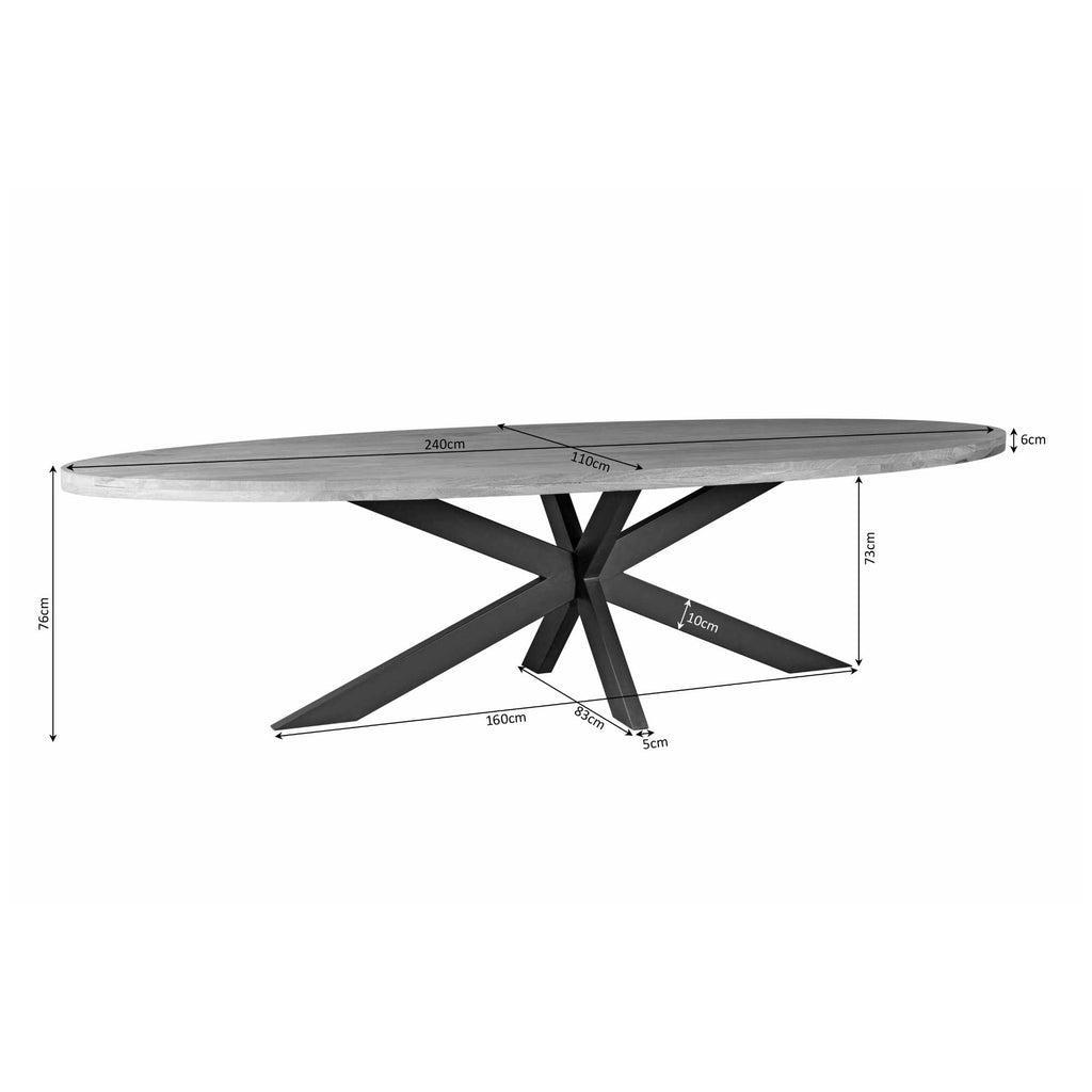Esszimmer Tisch Denver | Oval | Mangoholz | 240 cm