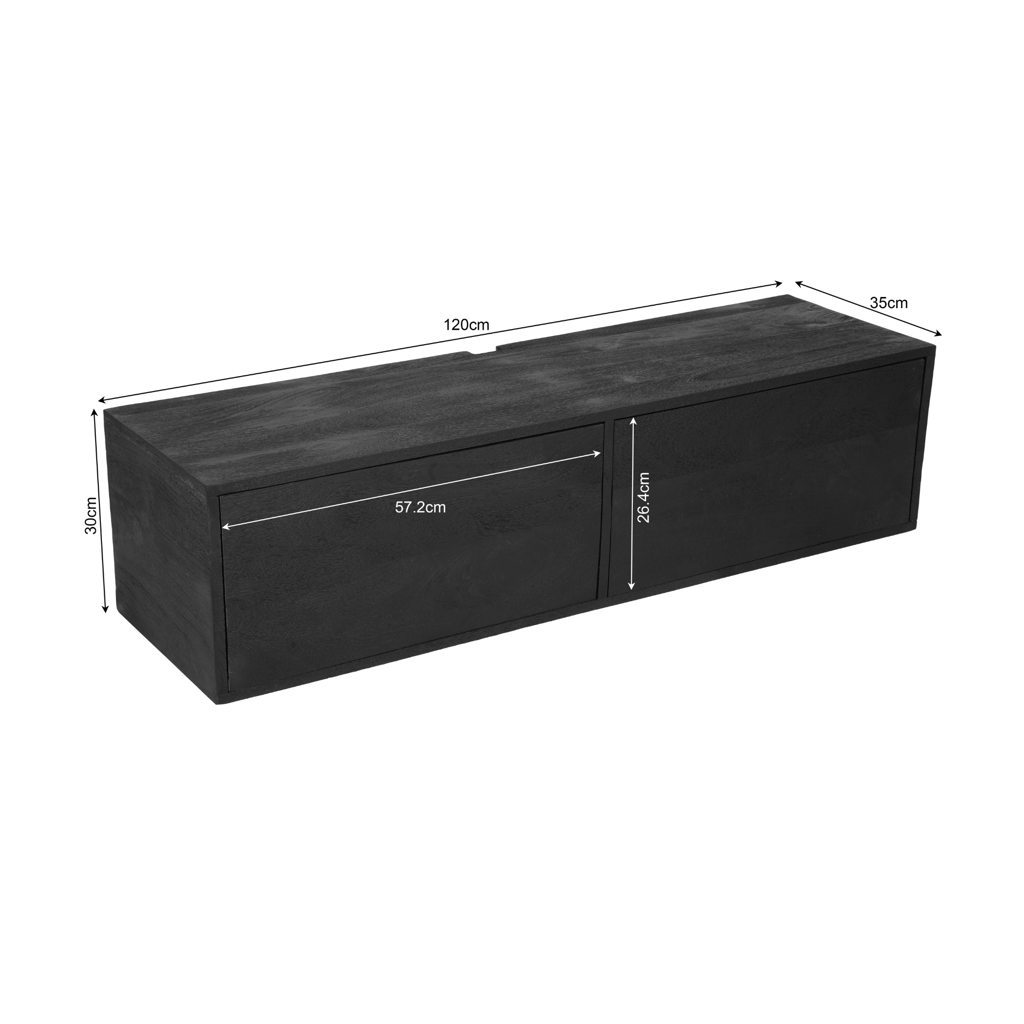 Schwebendes TV-Möbel Vision Schwarz | 120 cm