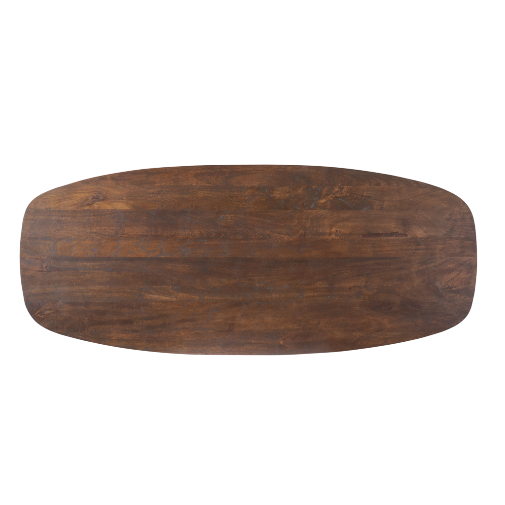 Esstisch Lunero Braun – Massivholz Esstisch aus Mangoholz mit halbrunden Beinen, 200 x 100 x 76 cm