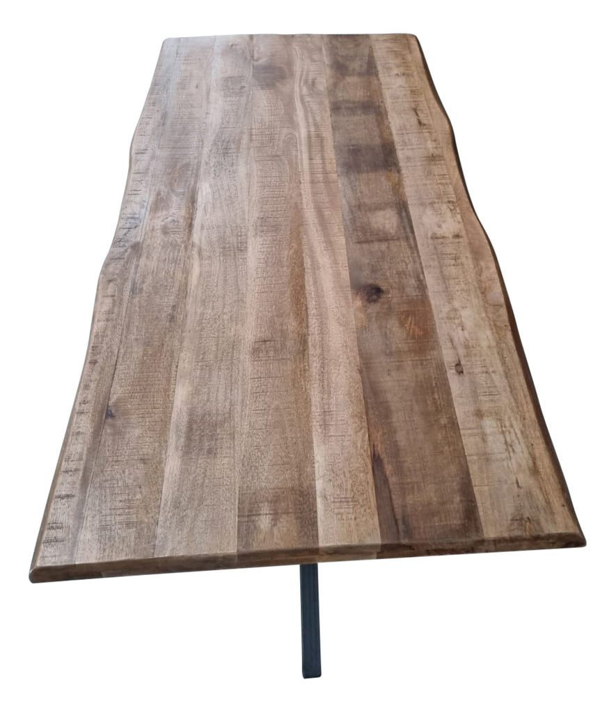 Esstisch Baltimore – Baumstammtisch aus Mangoholz & Metall mit Matrixgestell, 220 x 100 x 76 cm, 6 cm Platte
