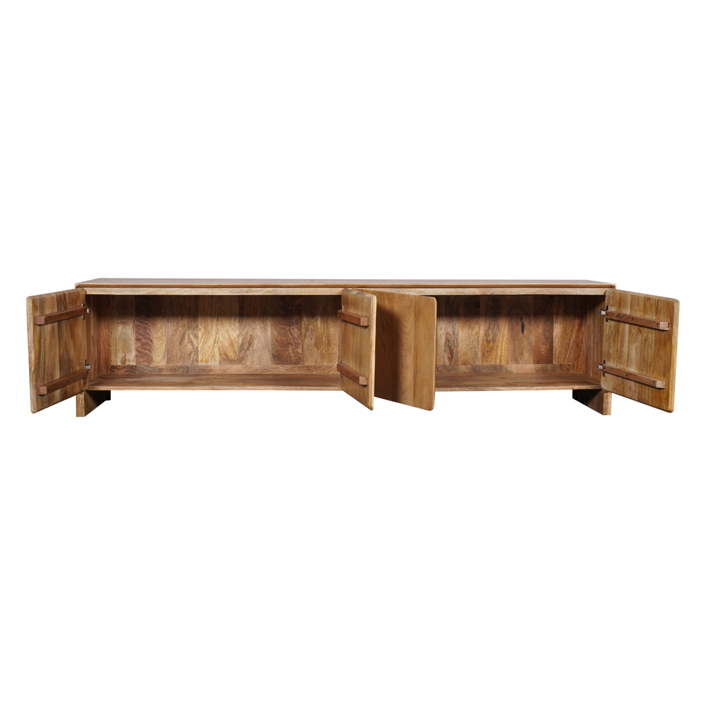 TV-Board TeTey – Mangoholz, 4 Türen, 200 x 40 x 50 cm