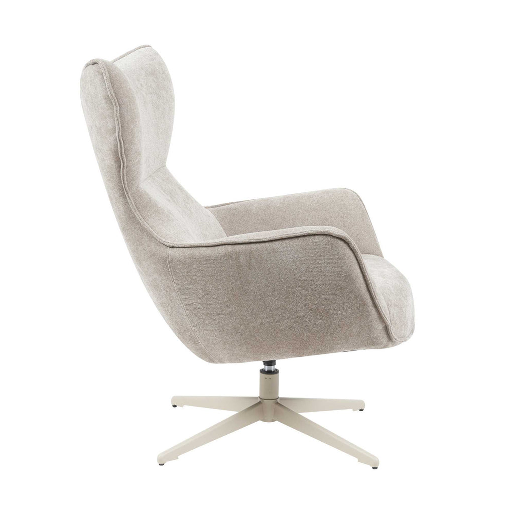 Sessel Jenny 76x78x102 cm – Drehbarer Relaxsessel in Taupe mit Metallfuß