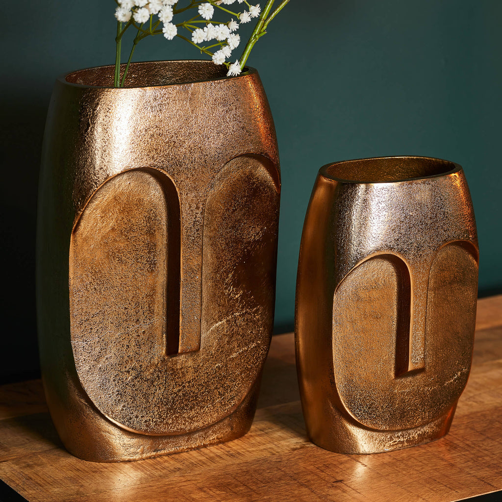 Vase Grace Antik Gold – Aluminium mit edlem Finish, 20 x 17 x 30 c