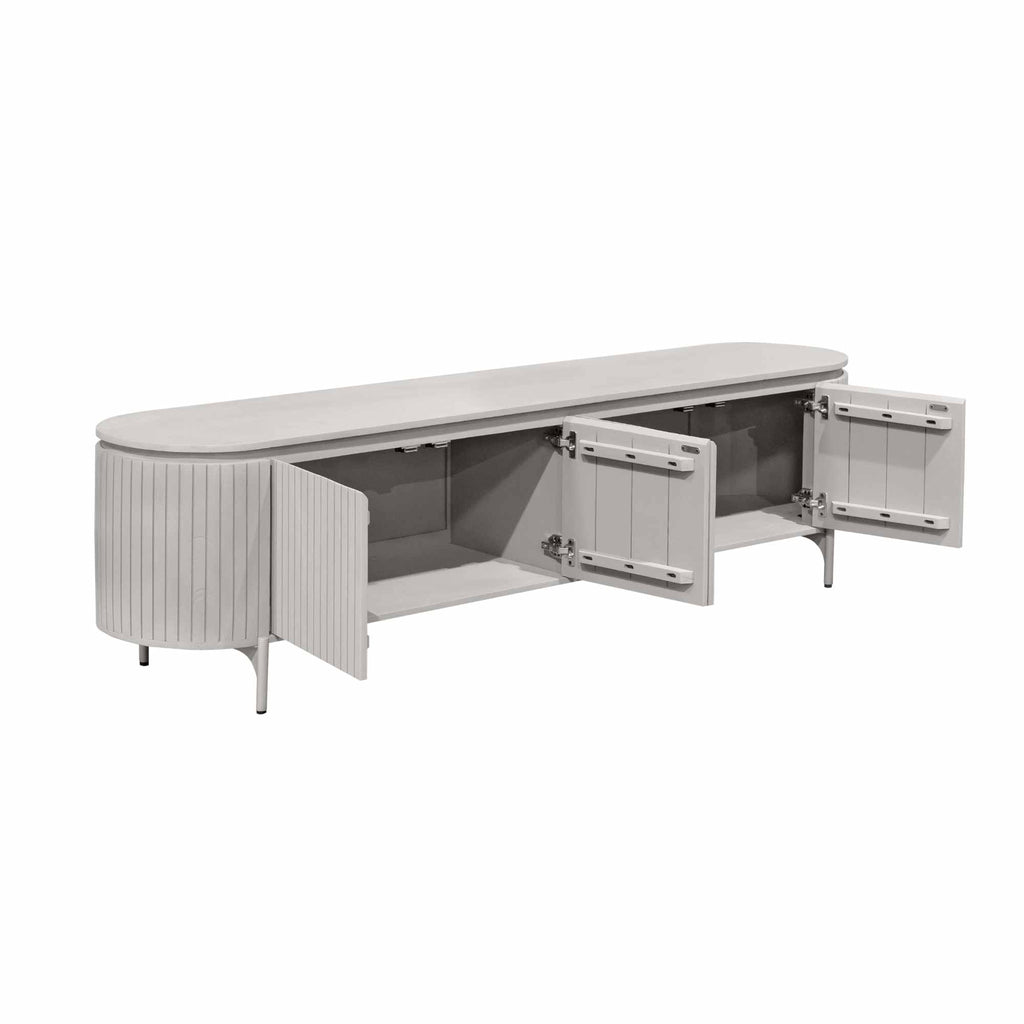 TV-Board Sole – Modernes Lowboard mit vertikalen Lamellen & Stauraum, 210 x 45 x 55 cm