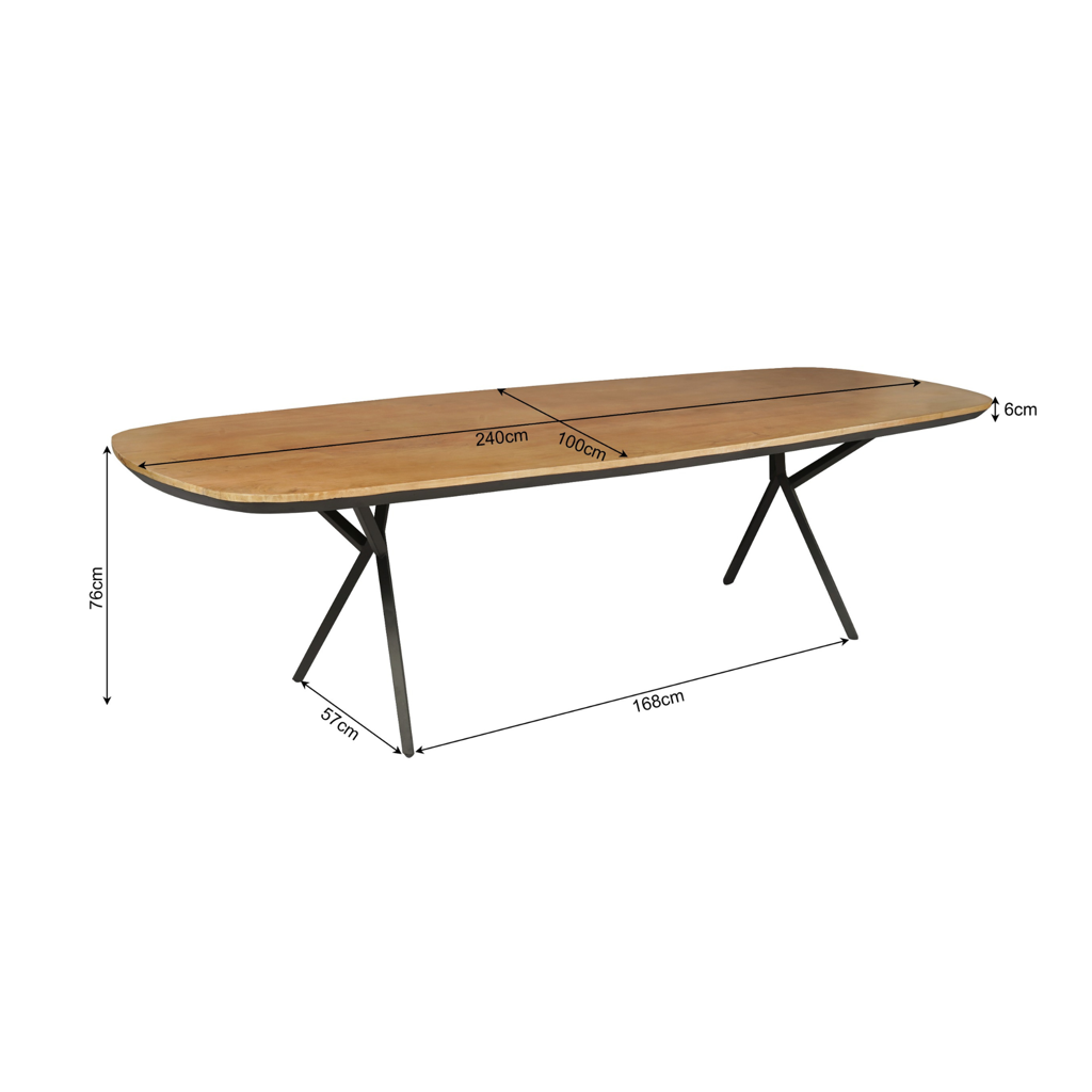 Esstisch Rois Braun – Massiver Holztisch aus Mangoholz, 240 x 100 x 76 cm, moderner Esszimmertisch