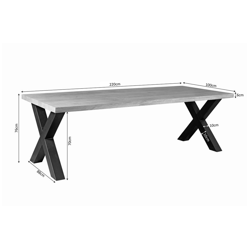 Esszimmer Tisch Denver | Rechteck X-Bein | 220 cm
