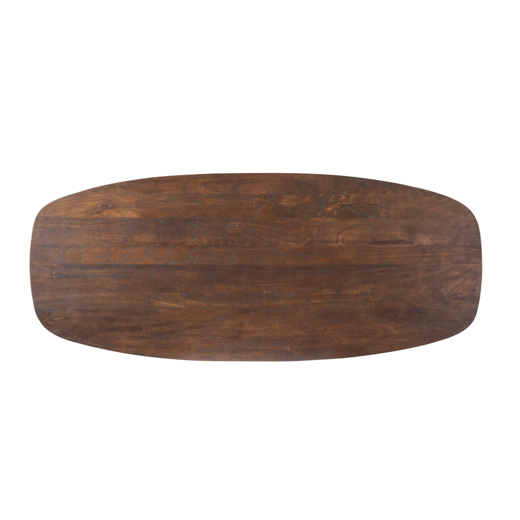Esstisch Lunero Braun – Massivholz-Tisch aus Mangoholz mit halbrunden Beinen, 240 x 100 x 76 cm