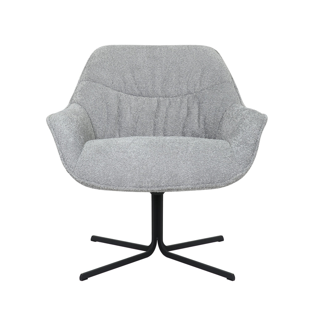 Sessel Miloo – moderner Drehsessel mit Polyesterbezug & Metallgestell, 79 x 79,5 x 81 cm, Hellgrau