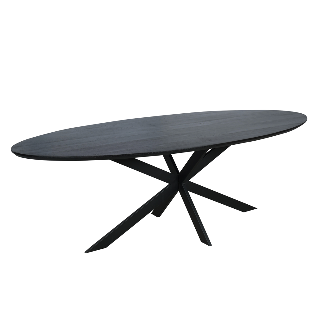 Esstisch Ferris Schwarz – FSC-zertifizierter Massivholztisch mit Gestell, 240 x 110 x 76 cm