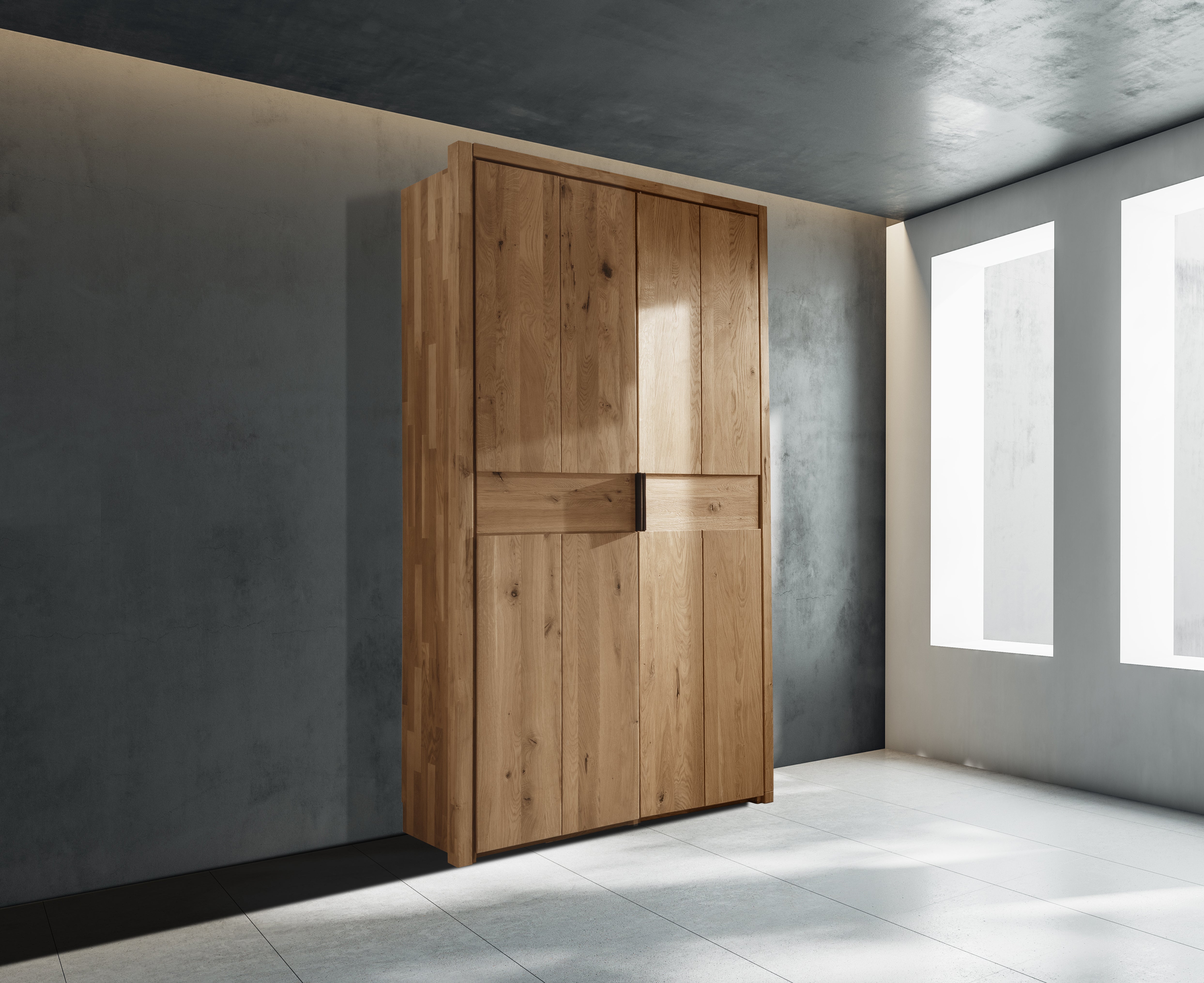 Kleiderschrank Woody Eiche massiv 2'türig