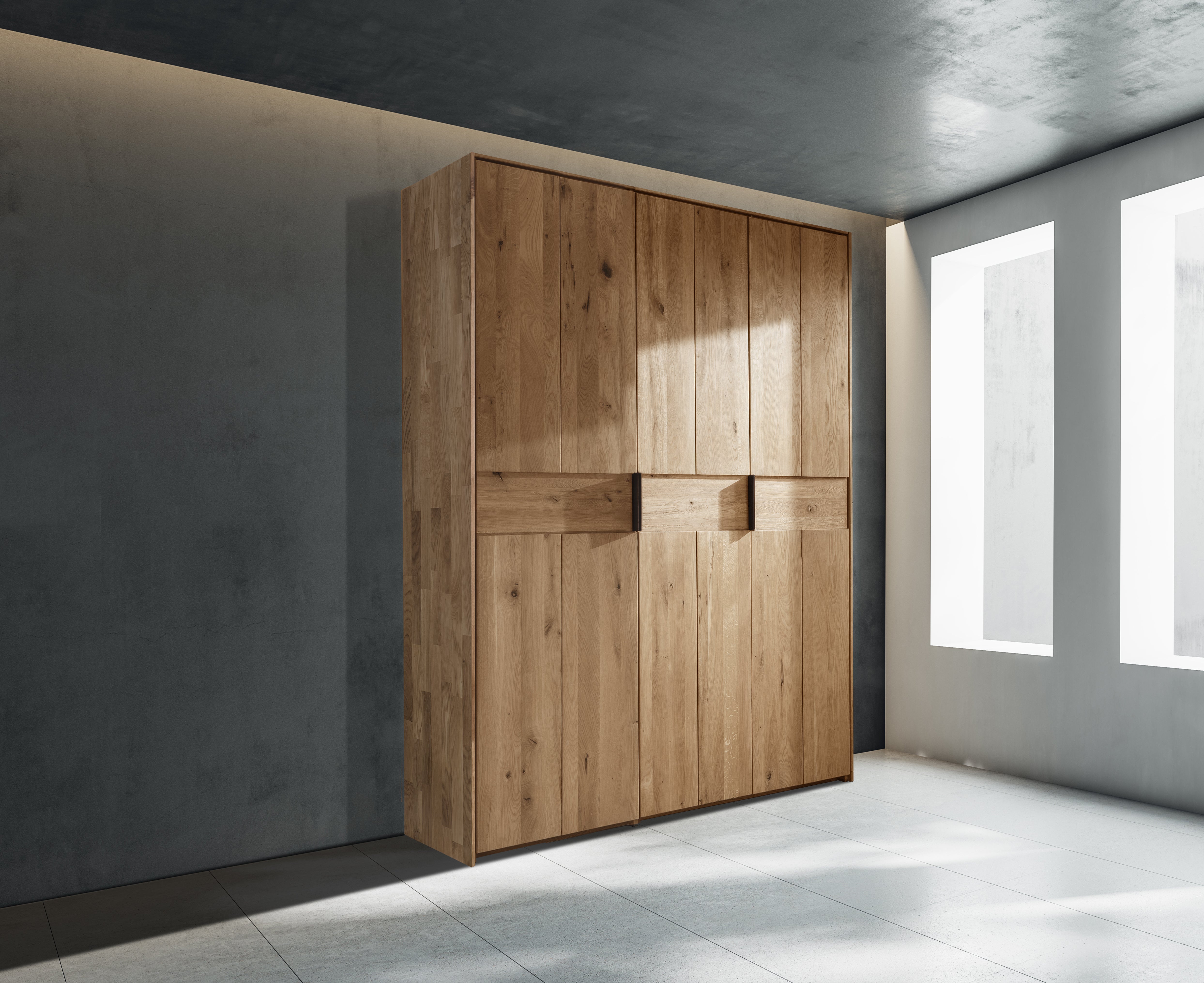 Kleiderschrank Woody Eiche massiv 3'türig