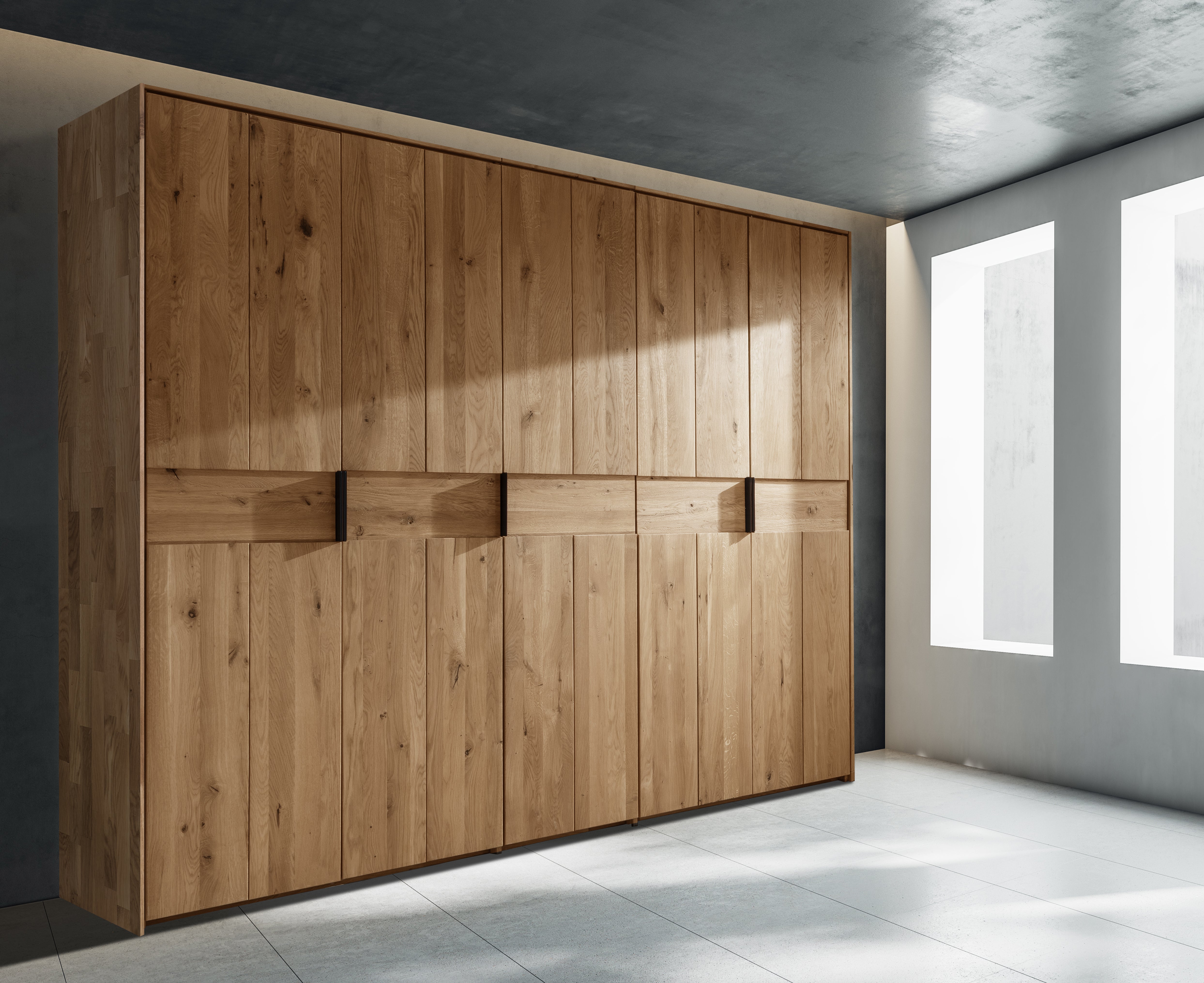 Kleiderschrank Woody Eiche massiv 5'türig