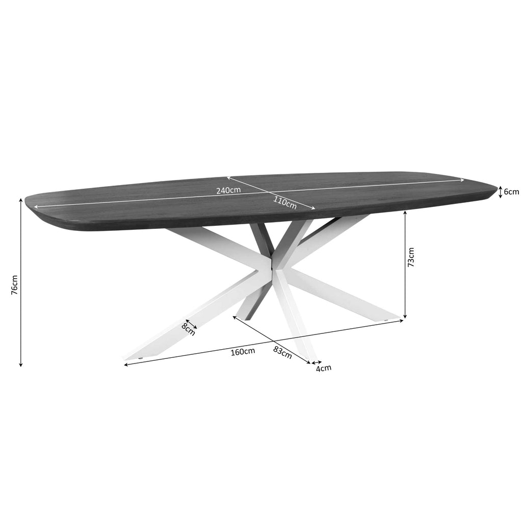Esstisch Mandy Brown – Mangoholz in Braun, Tischbein mit Sand-Finish, 240 x 110 x 76 cm, modern & elegant