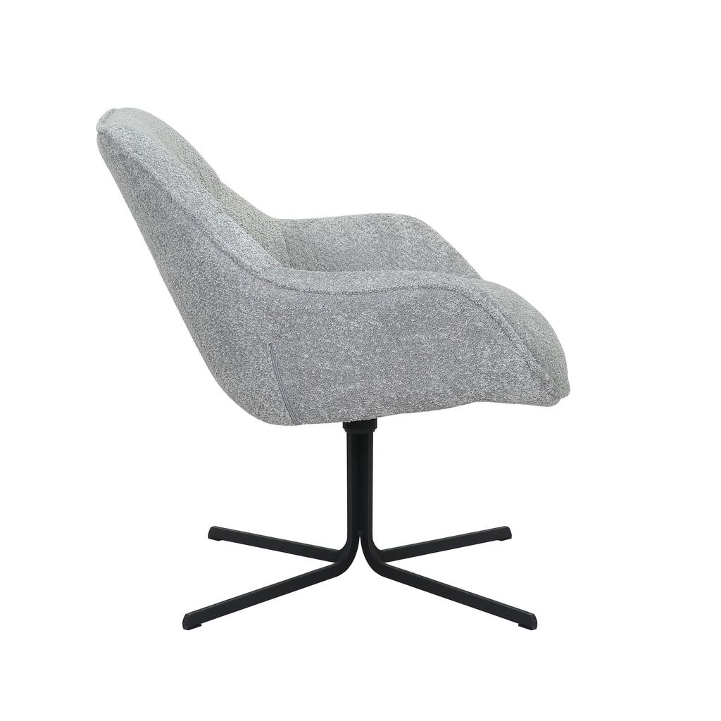 Sessel Miloo – moderner Drehsessel mit Polyesterbezug & Metallgestell, 79 x 79,5 x 81 cm, Hellgrau