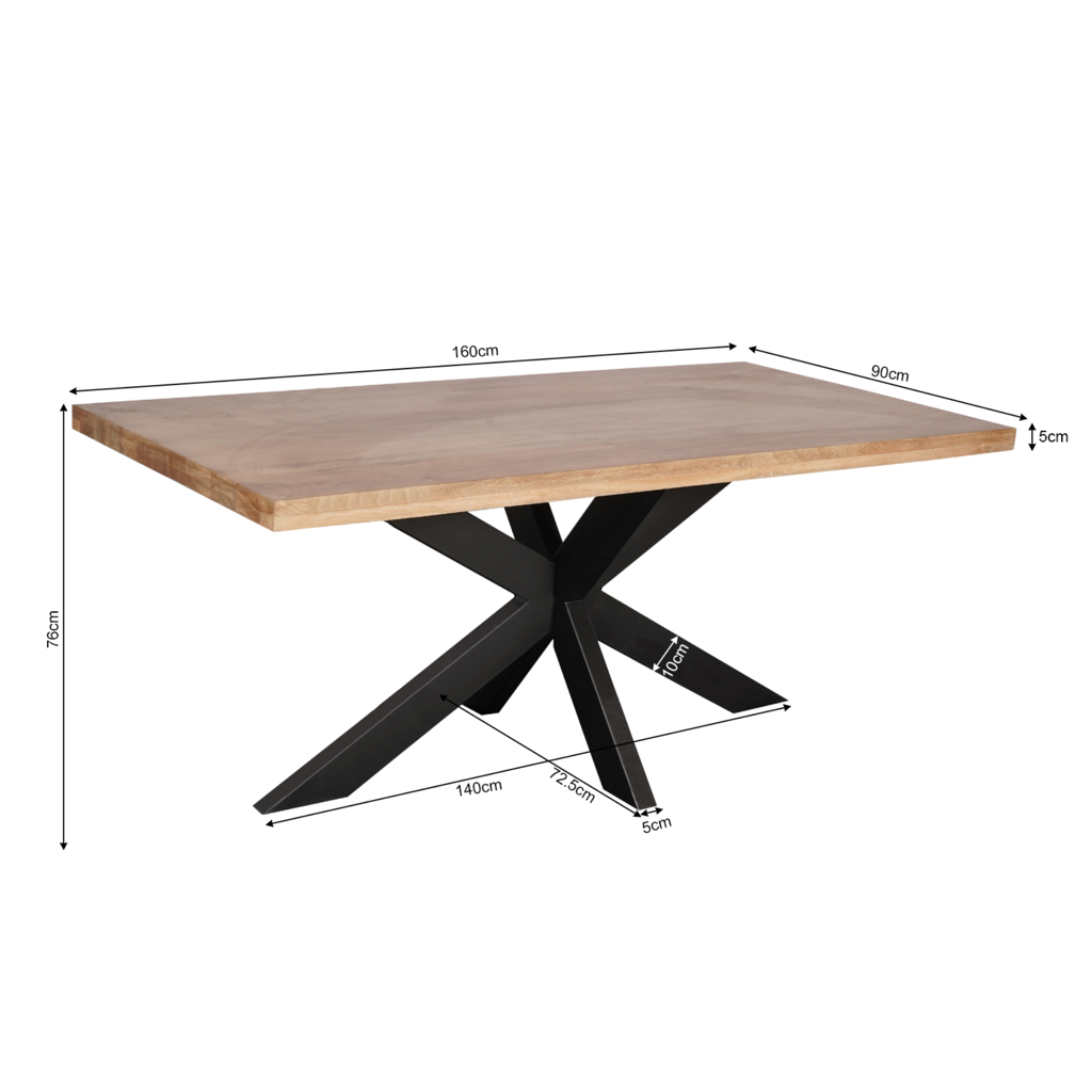 Esszimmer-Tisch Denver | Rechteckiges Matrixbein | 160 cm