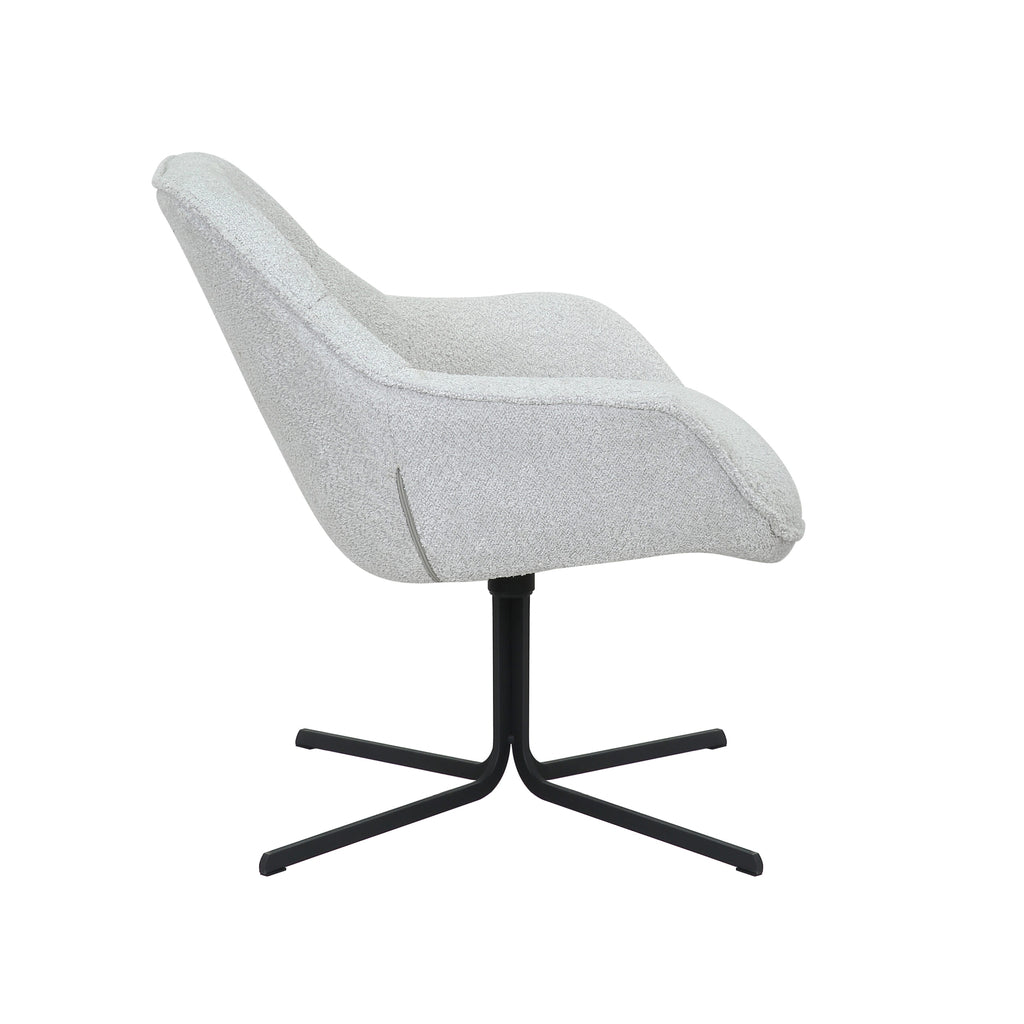 Sessel Miloo Off-White – Drehsessel mit Polsterung aus Polyester & Metallgestell, 79 x 79,5 x 81 cm, moderner Wohnzimmersessel