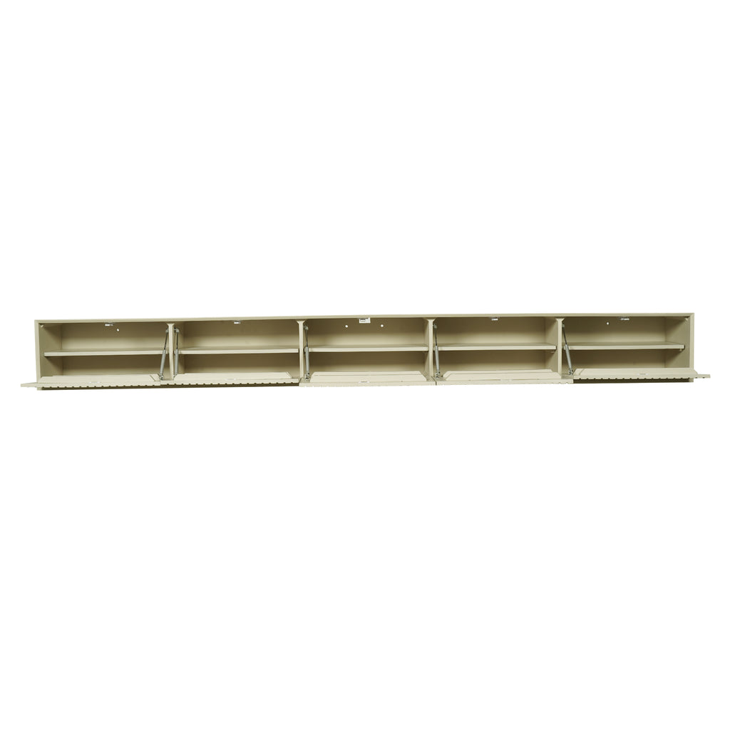 TV-Board Mandy Sand 280 x 35 x 30 cm – Schwebendes TV-Board aus Mangoholz mit Lamellentüren & Push-to-Open