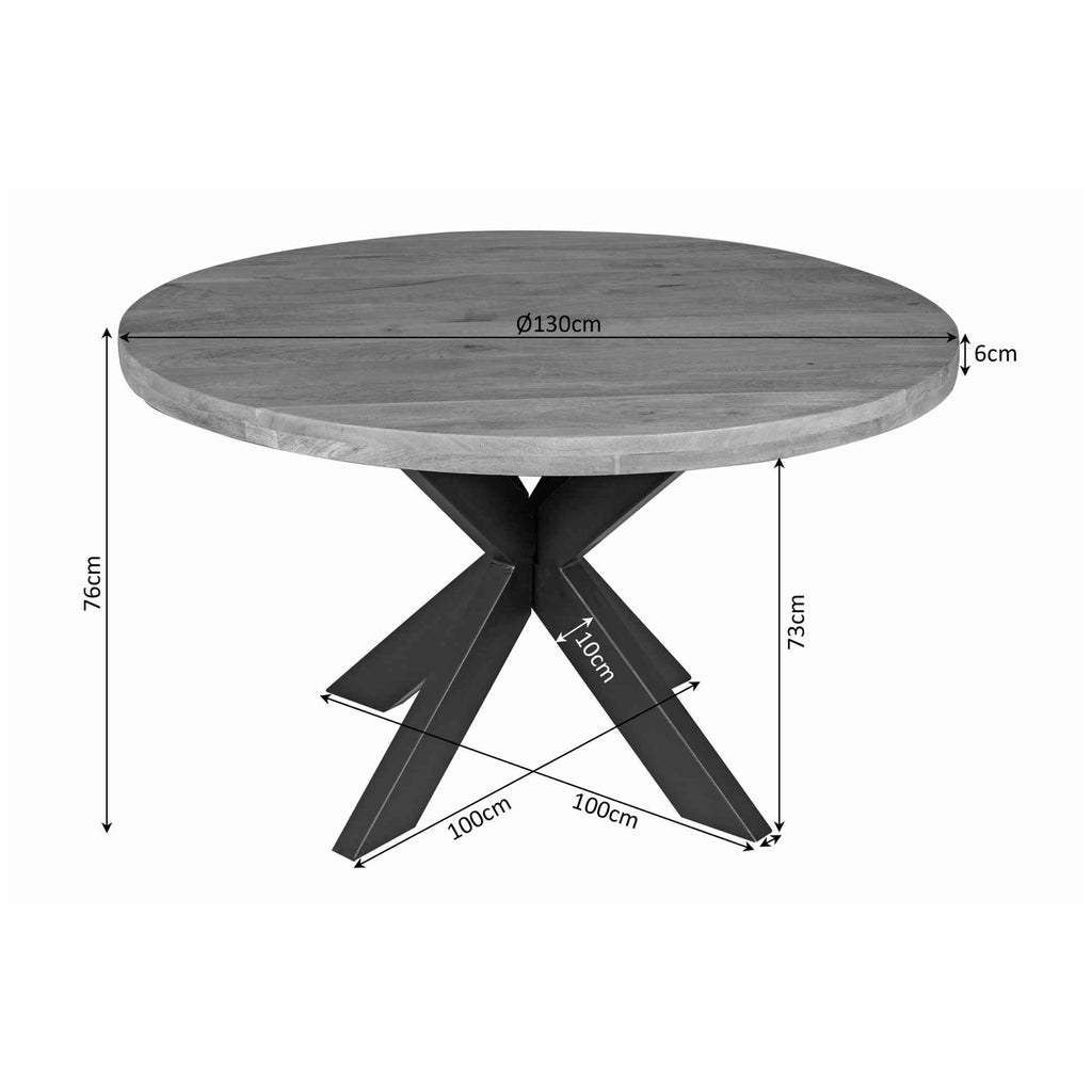 Esszimmertisch Delta | Rund | Mangoholz | 130 cm