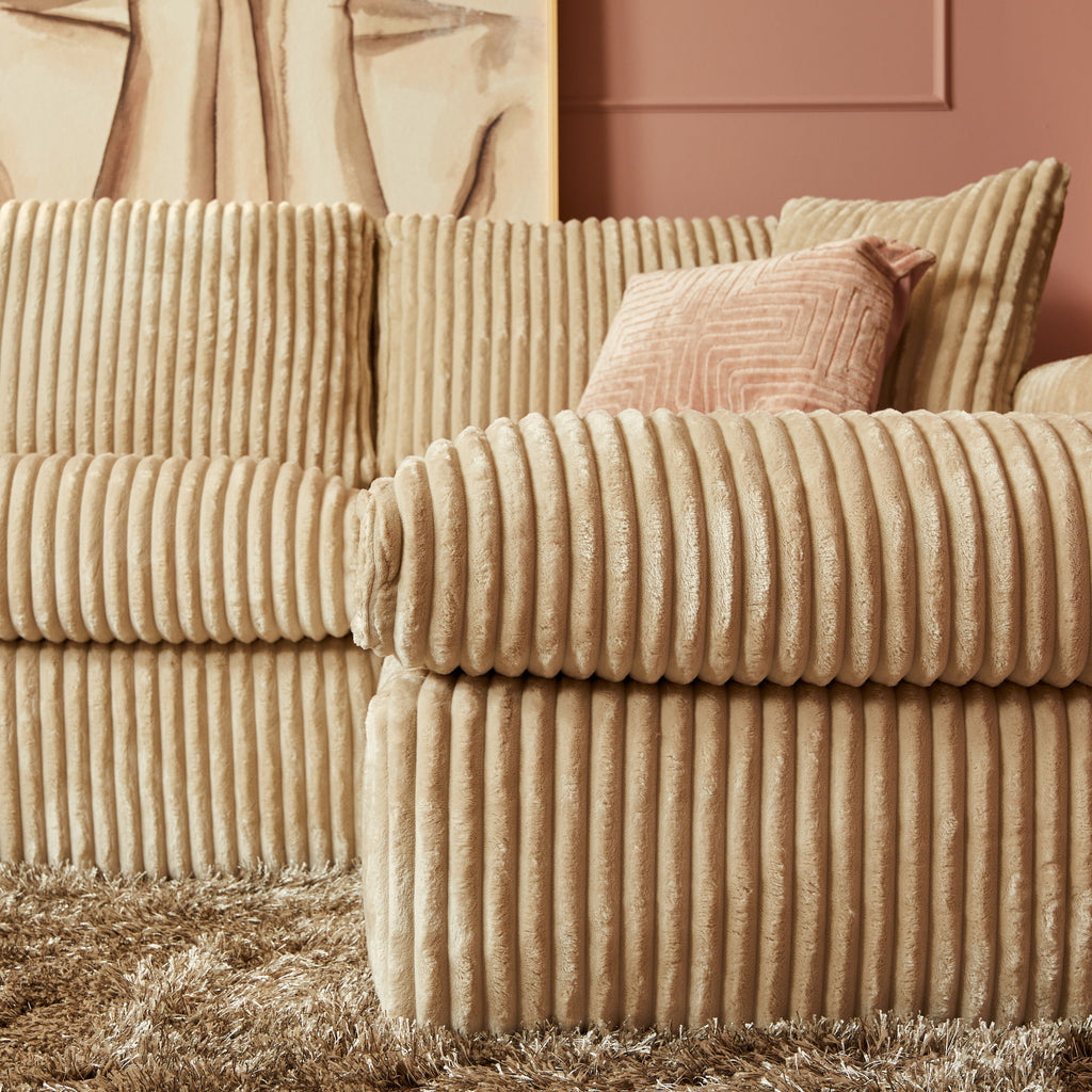 MeinLieblingsplatz Teddy U-Sofa, Beige, 372 x 199 x 87 cm