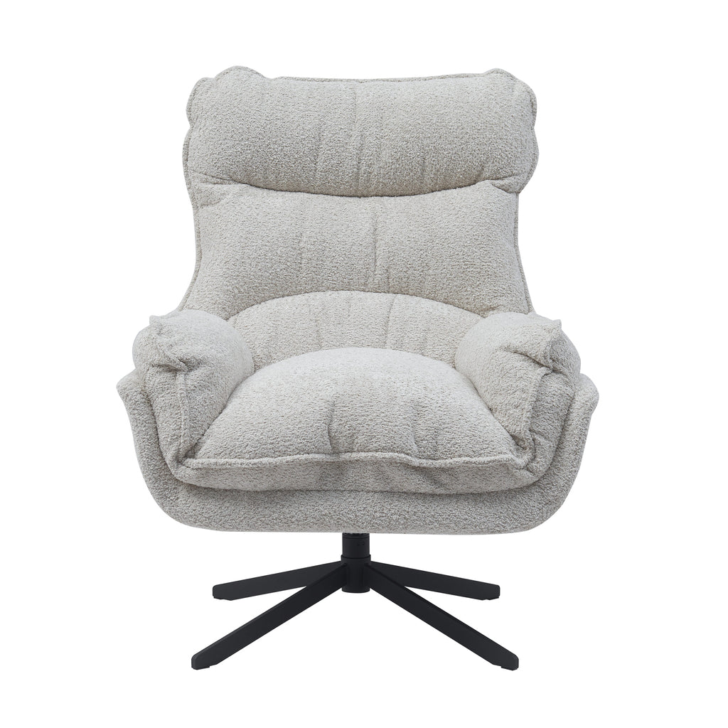 Sessel Vera Off-White – Drehsessel mit Stoffbezug & Metallgestell, 82 x 95 x 96,5 cm