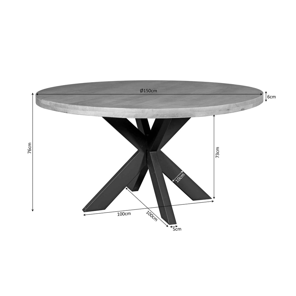 Esszimmer-Tisch Denver | Rund | Mangoholz | 150 cm