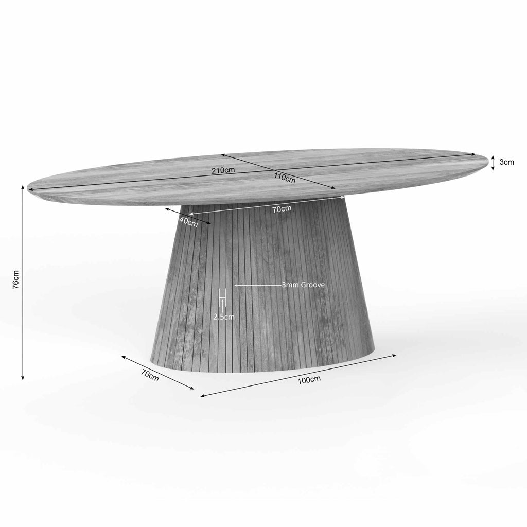 Esstisch Solana | 210 cm | Oval | Taupe