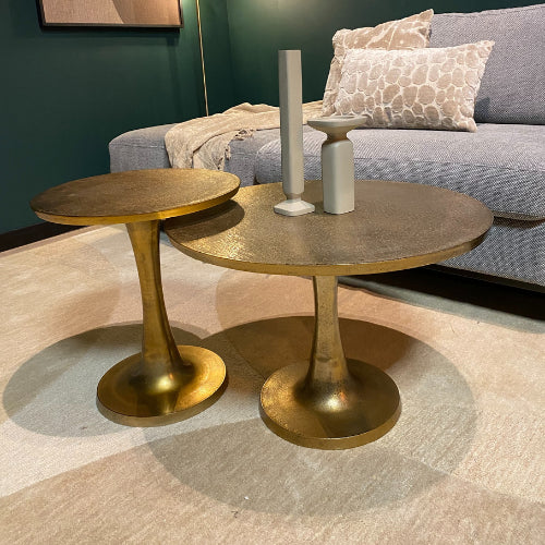 Couchtisch Amara 65x65x42 cm – Aluminium mit edlem Antikgold-Finish, moderner Designer Tisch